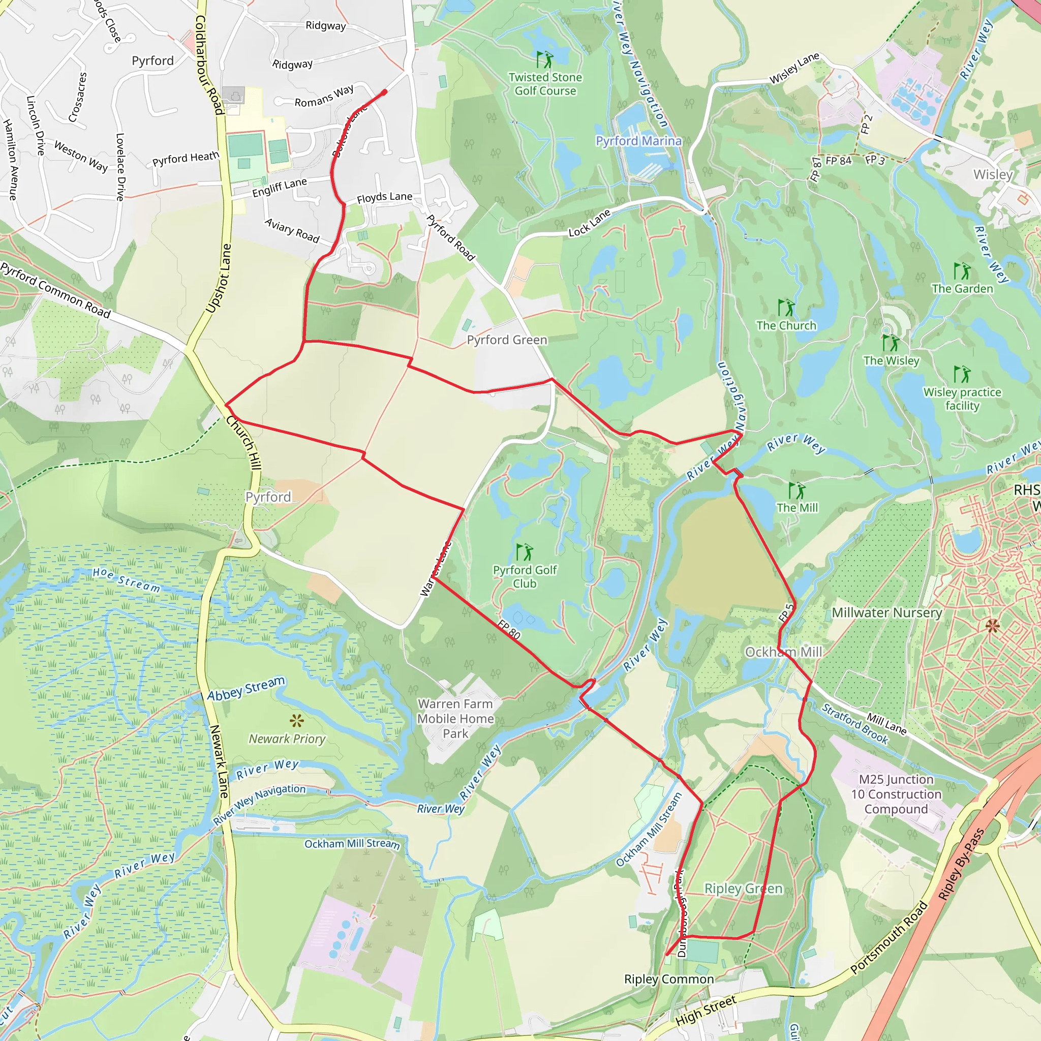 Ripley Green via Fox Way mobile static map