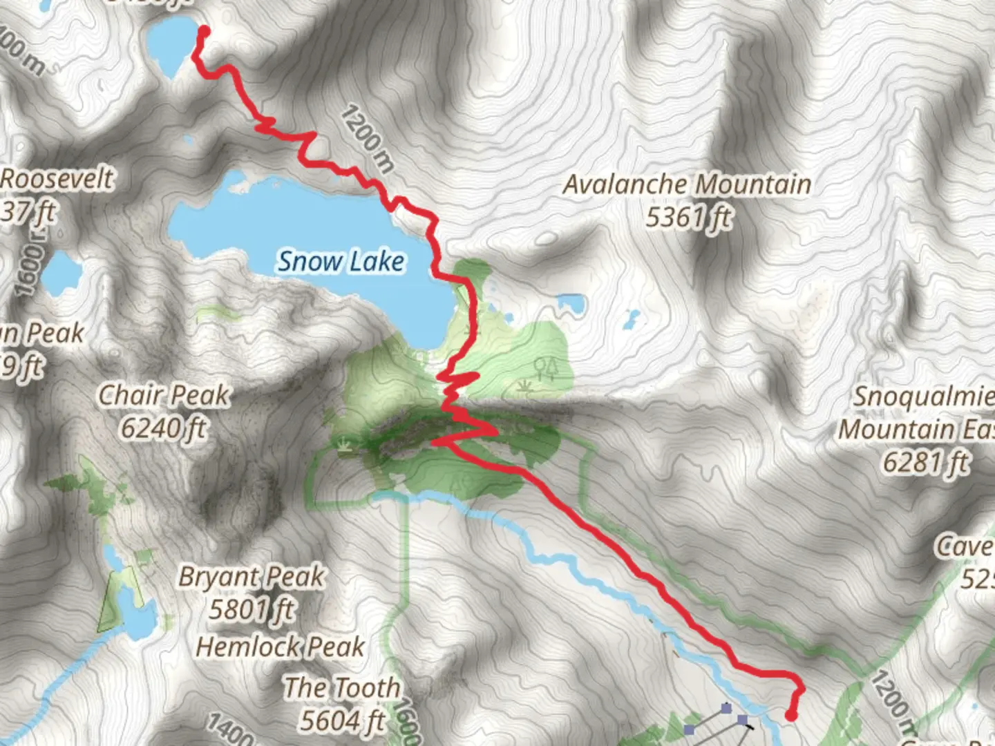 An image depicting the trail Gem Lake via Snow Lake Trail and its surrounding area.