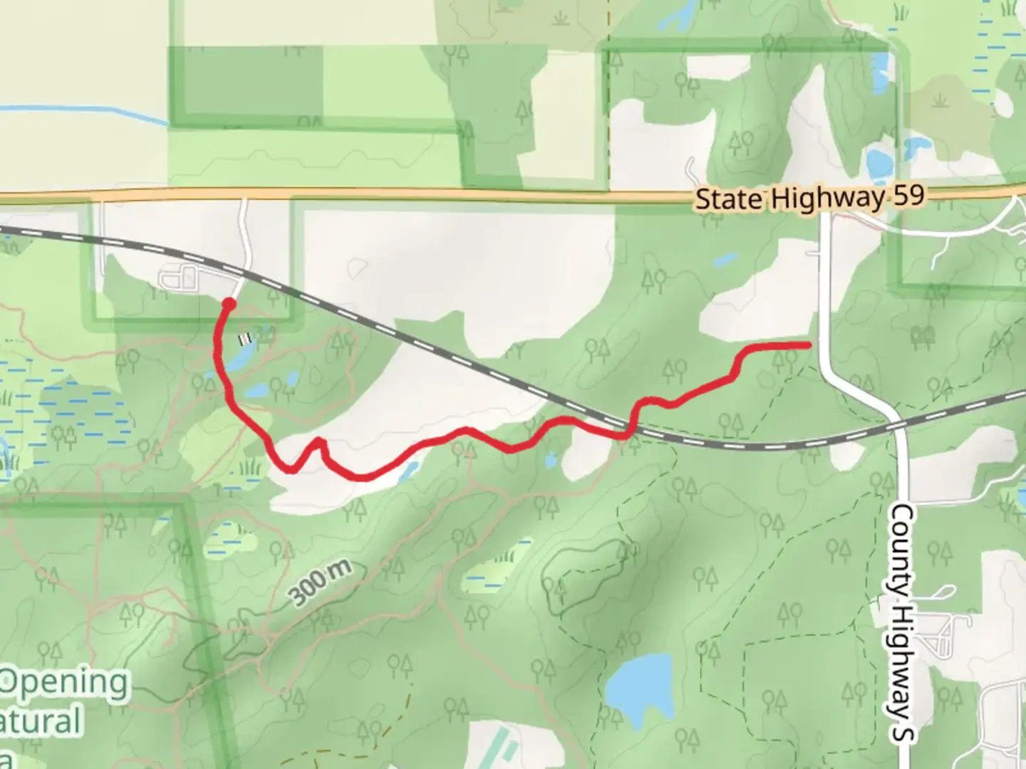 An image depicting the trail Ice Age Trail Out and Back and its surrounding area.