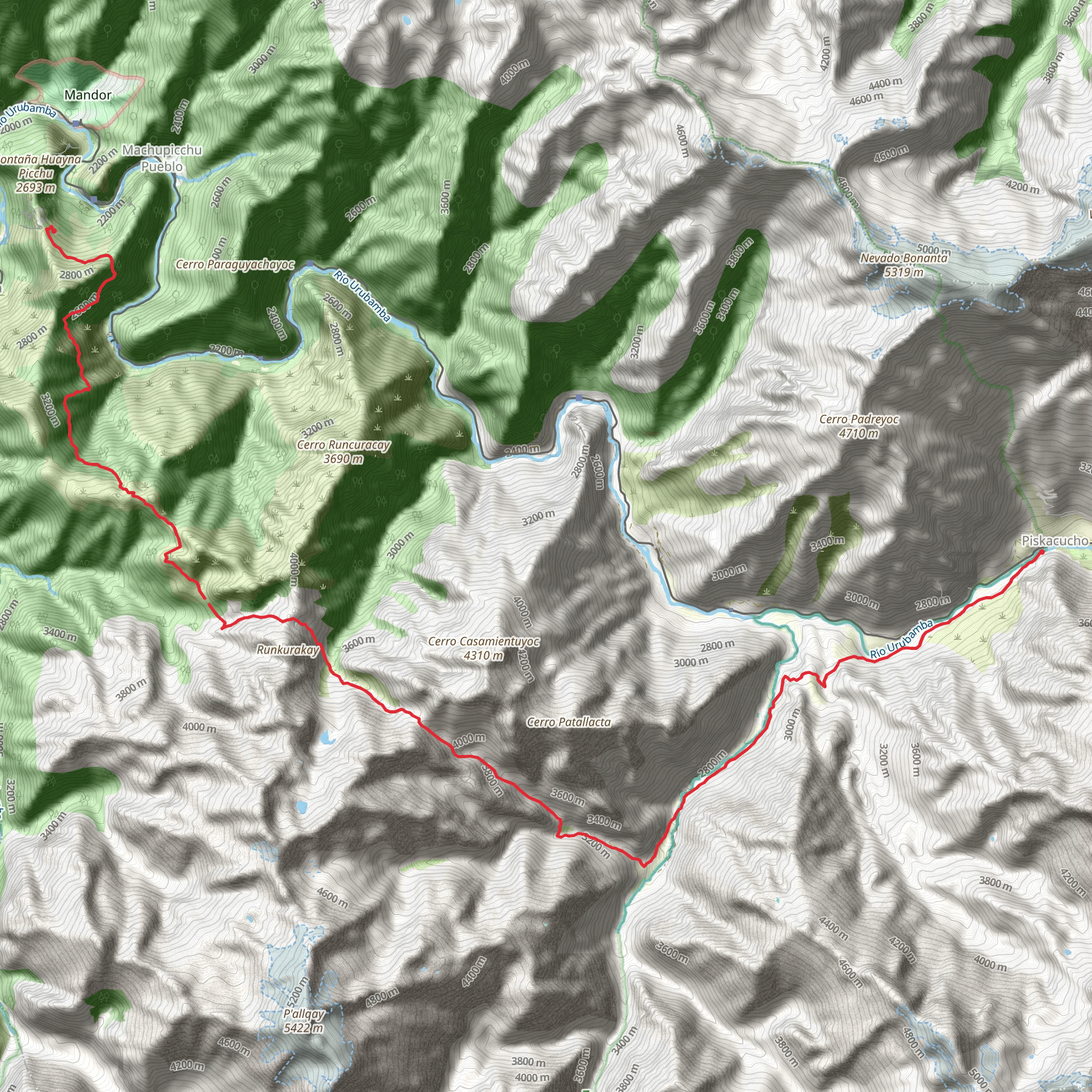 Inca Trail mobile static map