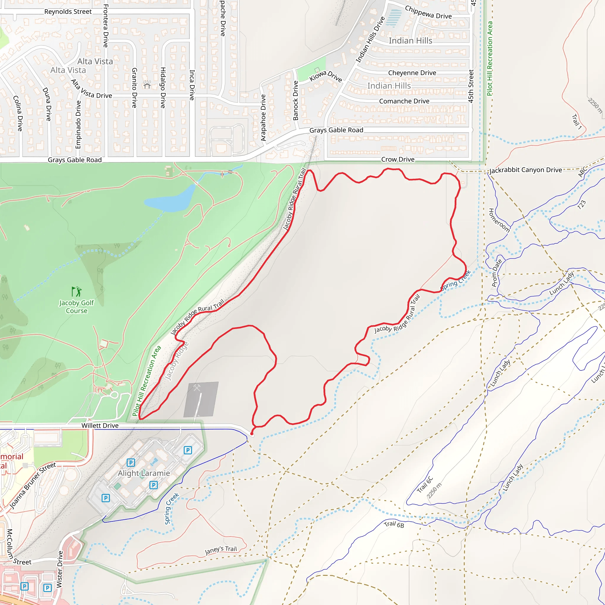 Jacoby Ridge Rural Loop Trail mobile static map