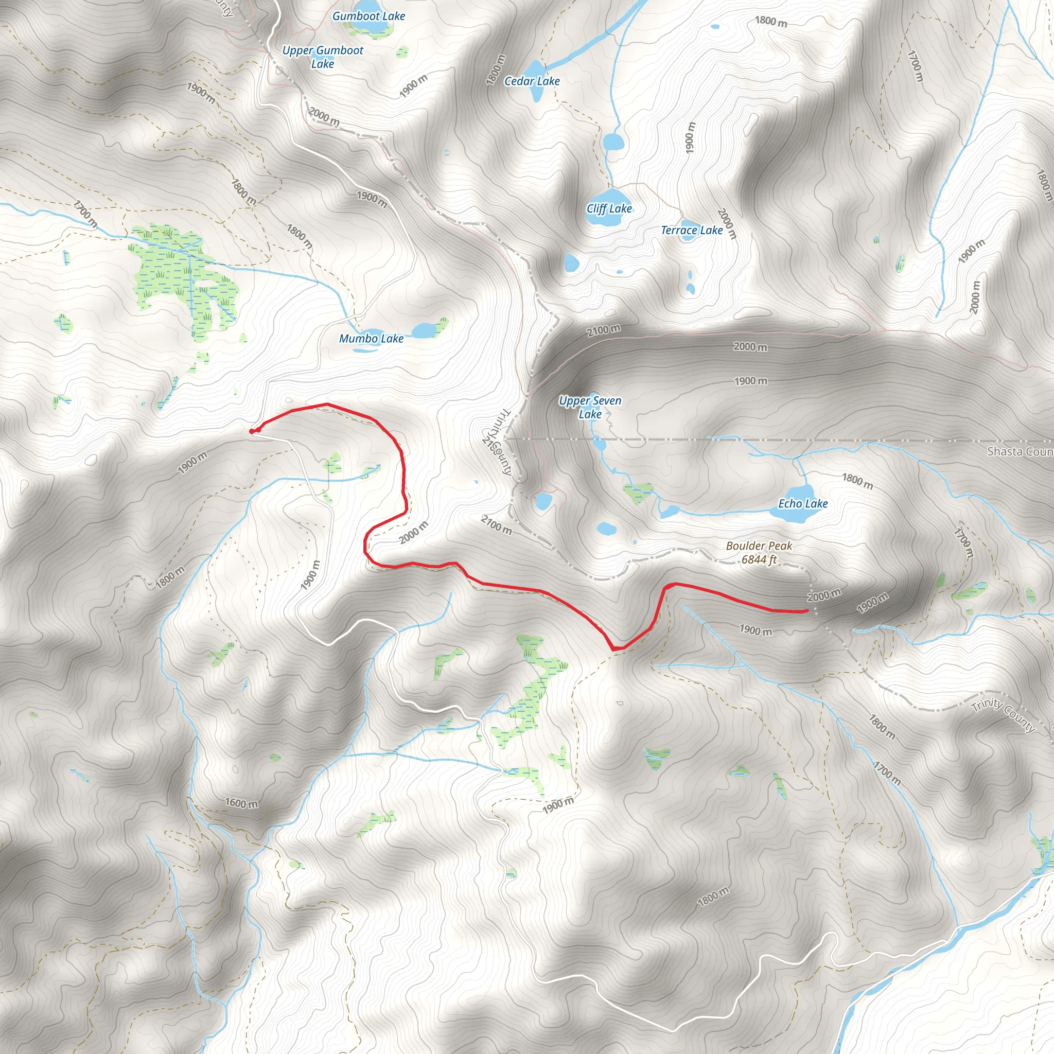 Walk beside Boulder Peak mobile static map