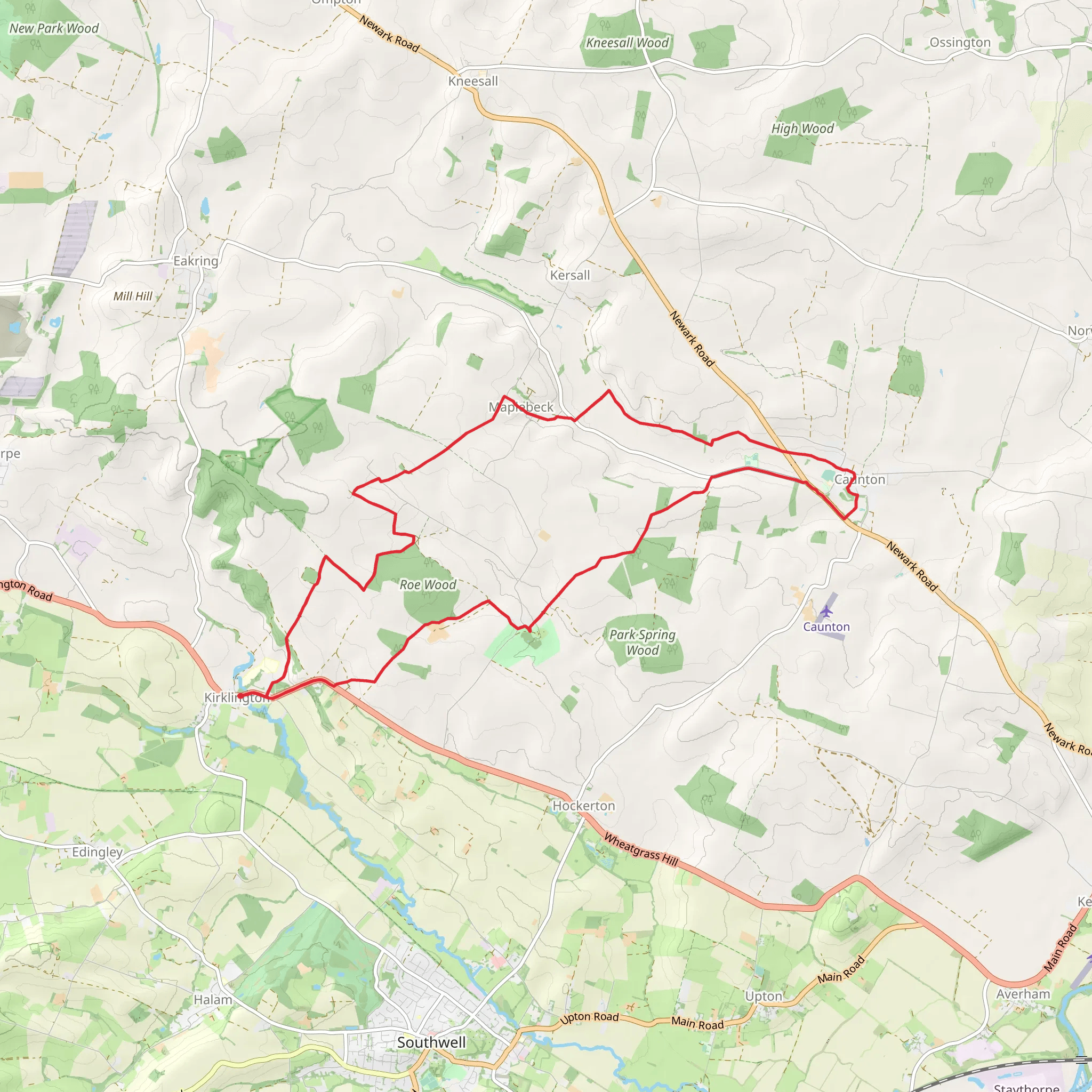 Kirklington - Maplebeck - Caunton and Winkburn mobile static map