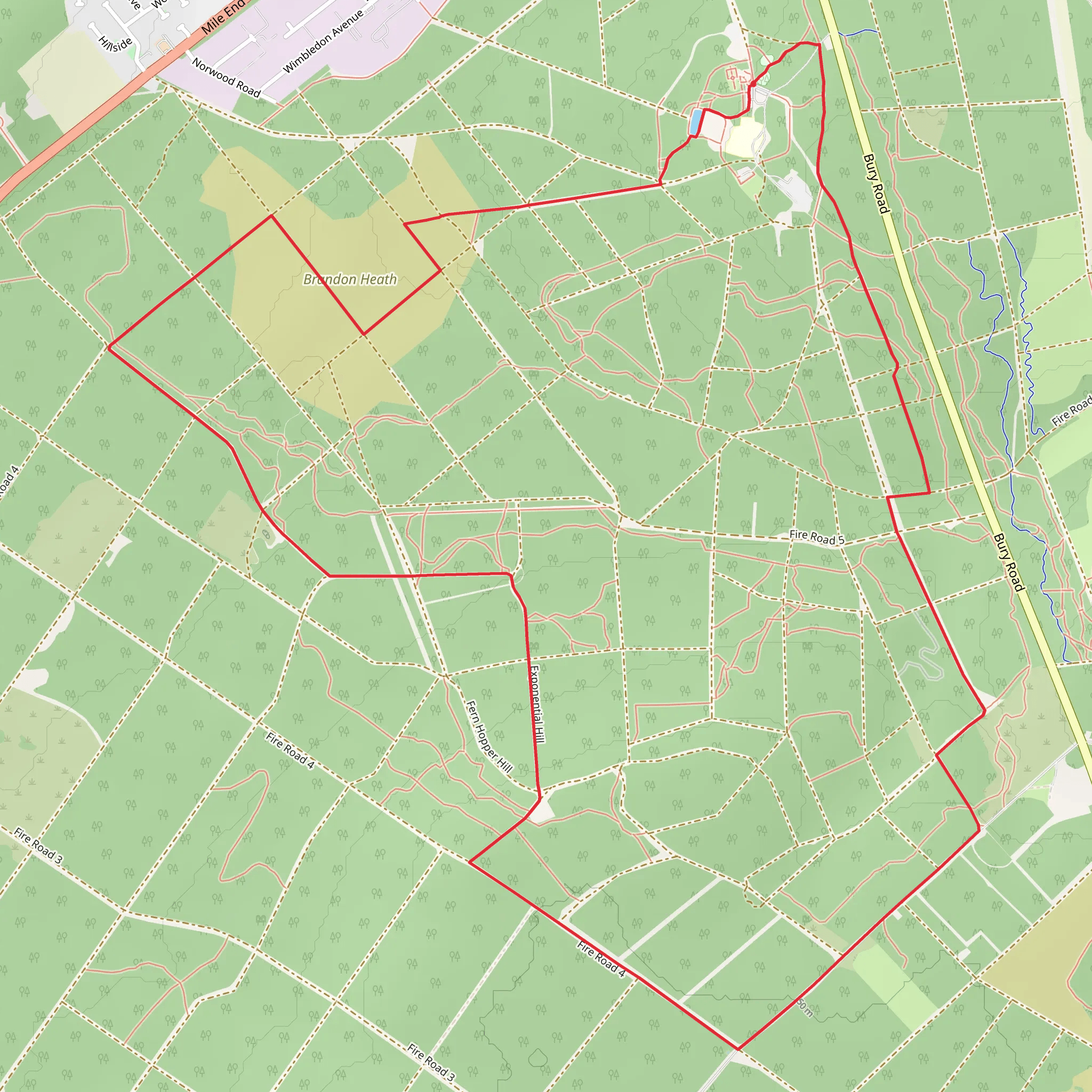 Brandon Heath and Elms Plantation via Firecrest Trail mobile static map