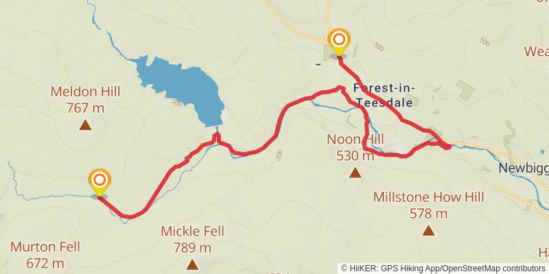 Carlisle to Cat and Fiddle Walk stage 20 Map