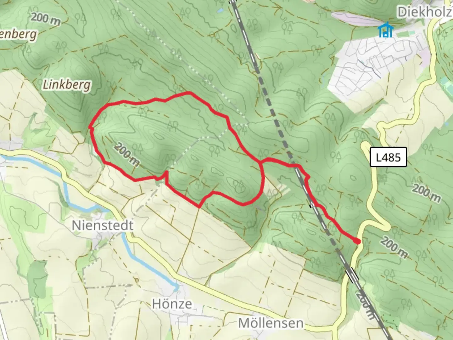 An image depicting the trail Hainholzberg Loop and its surrounding area.