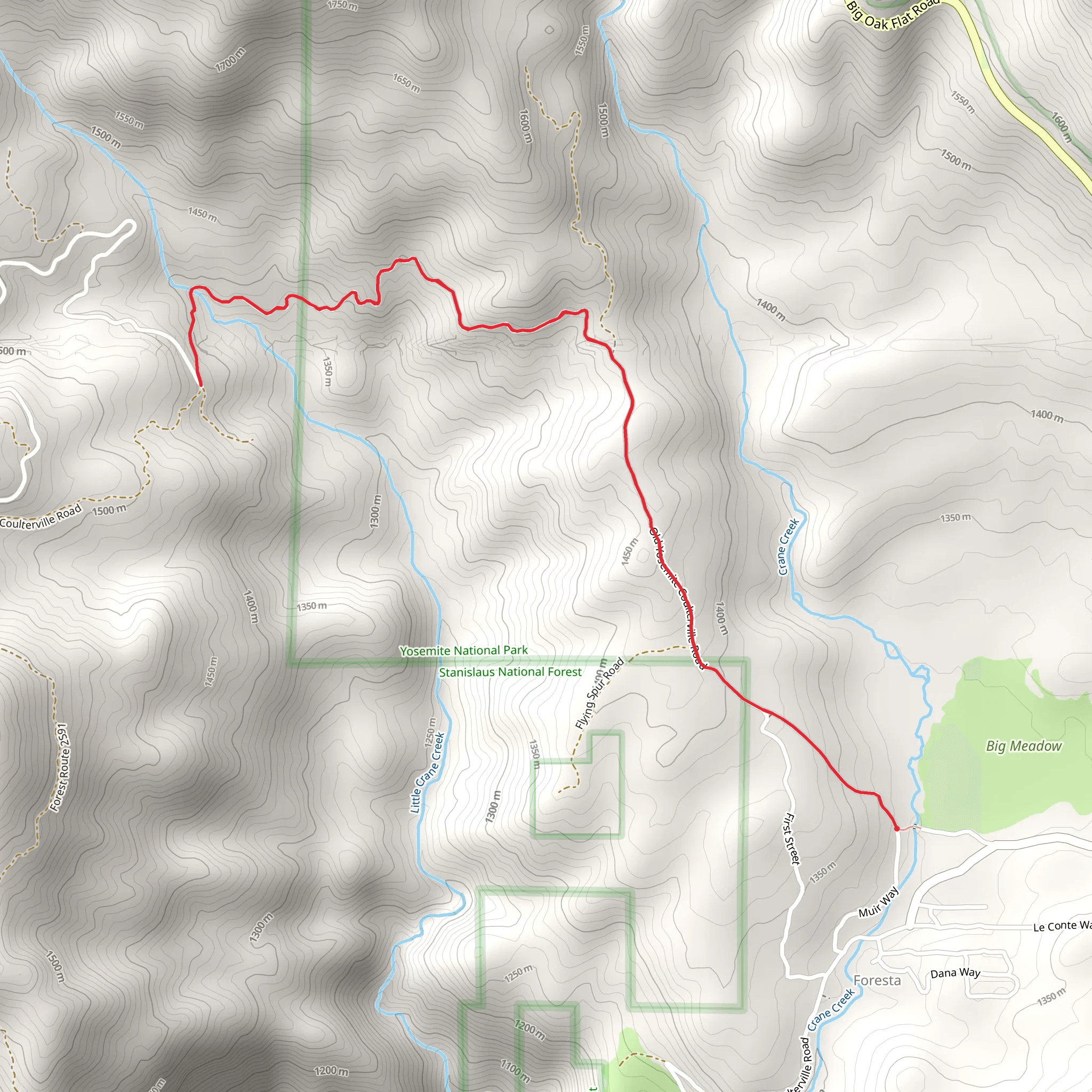 Old Yosemite Coulterville Road mobile static map