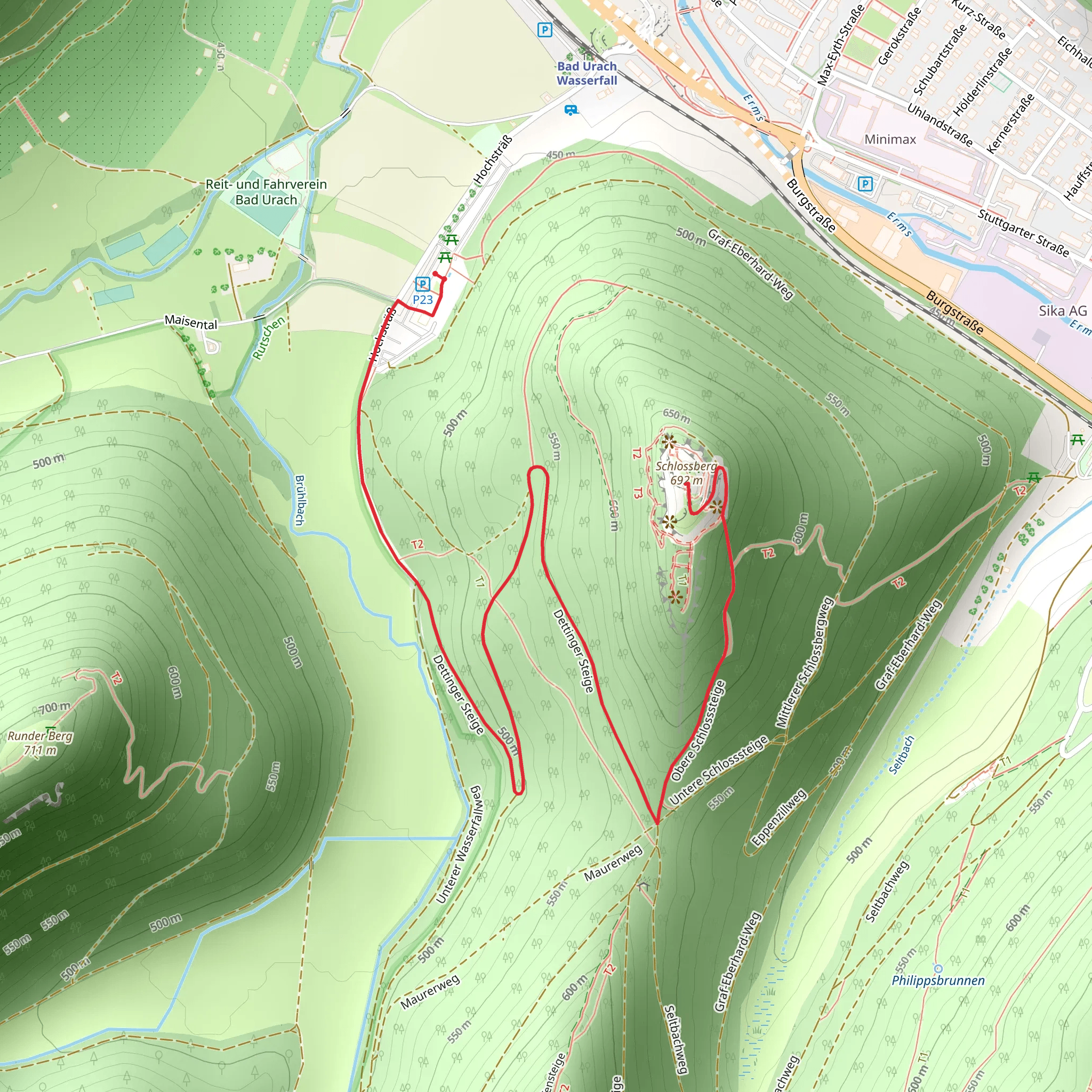 Schlossberg via Wasserfallsteig mobile static map