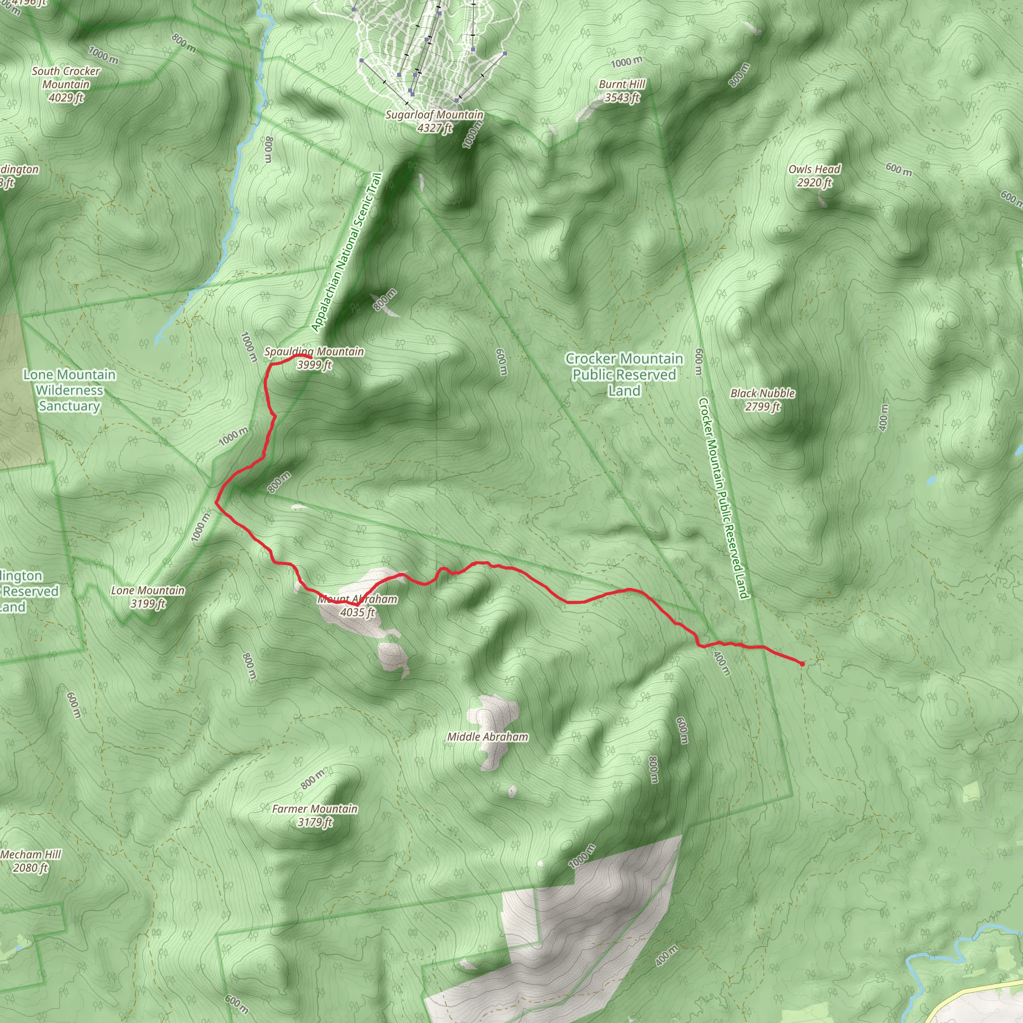 Spaulding Mountain from Snowmobile Salem Trail mobile static map