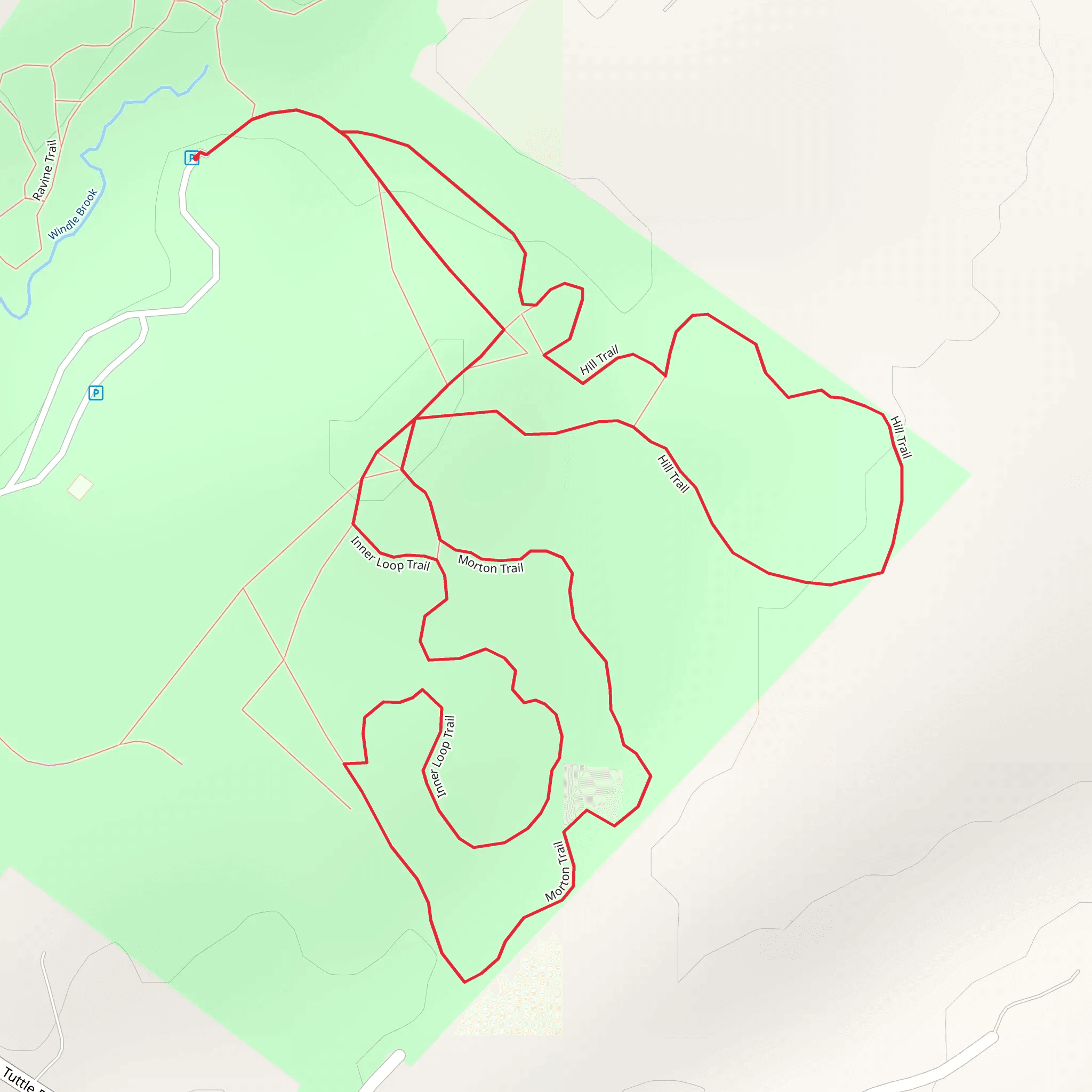 Hill Trail and Inner Loop Trail mobile static map