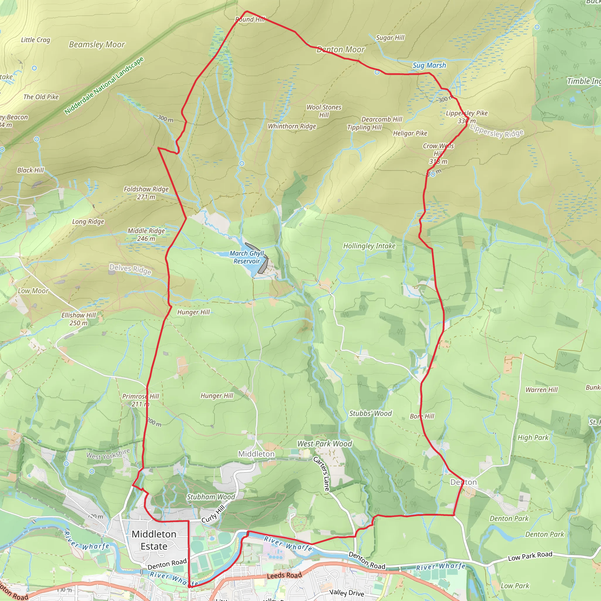 Middleton and Denton Northern Loop via Lippersley Pike mobile static map
