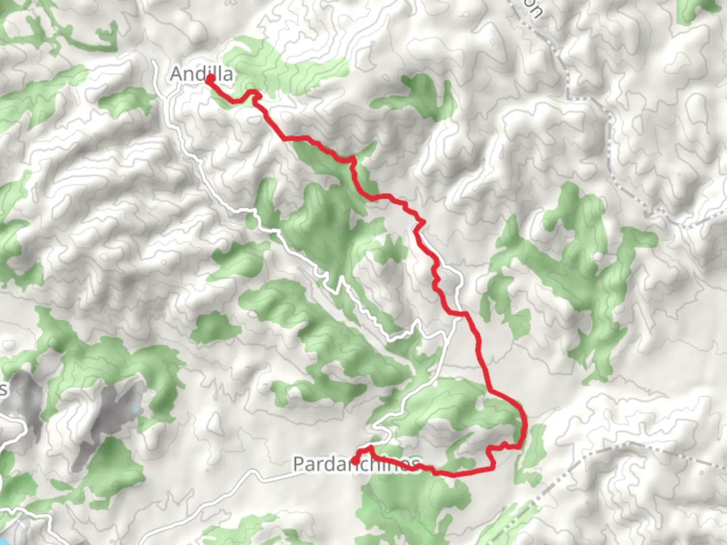 An image depicting the trail Pardanchinos - Osset- Andilla PR CV 449 and its surrounding area.
