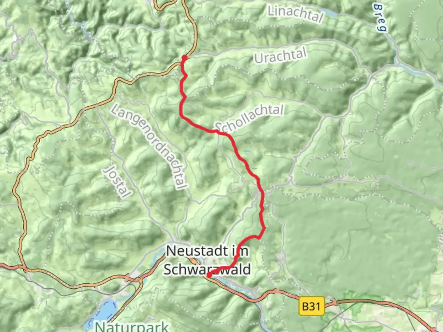 An image depicting the trail Kaltenherberg to Neustadt via Mittelweg and its surrounding area.