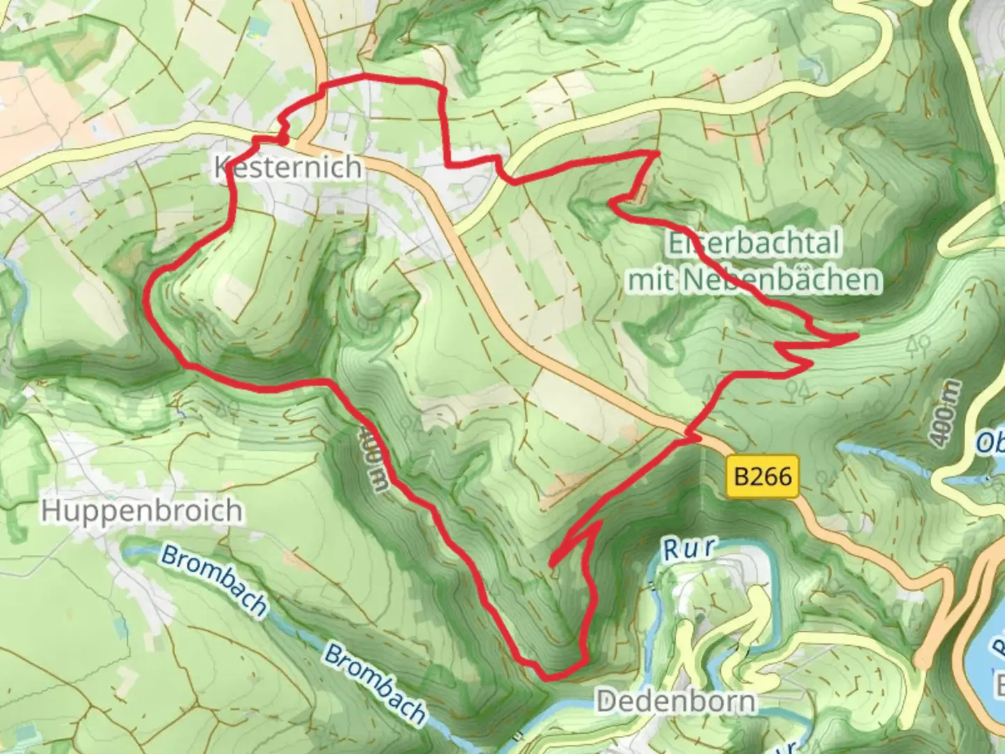 An image depicting the trail Eiserbachtal mit Nebenbächen and Tiefenbachtal bei Simmerath mit Nebenbächen Loop from Kesternich and its surrounding area.