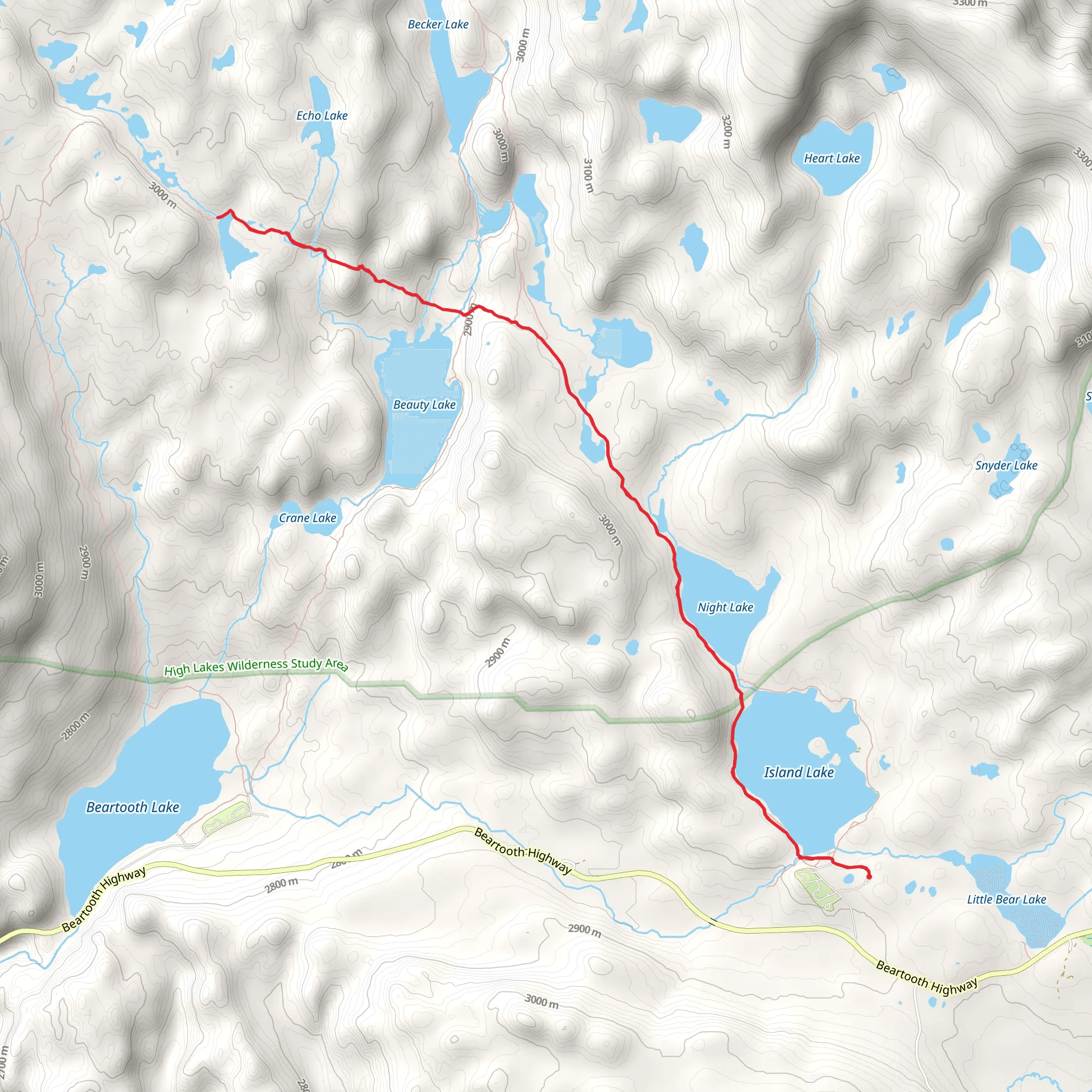 Grayling Lake, Night Lake and Island Lake Walk mobile static map