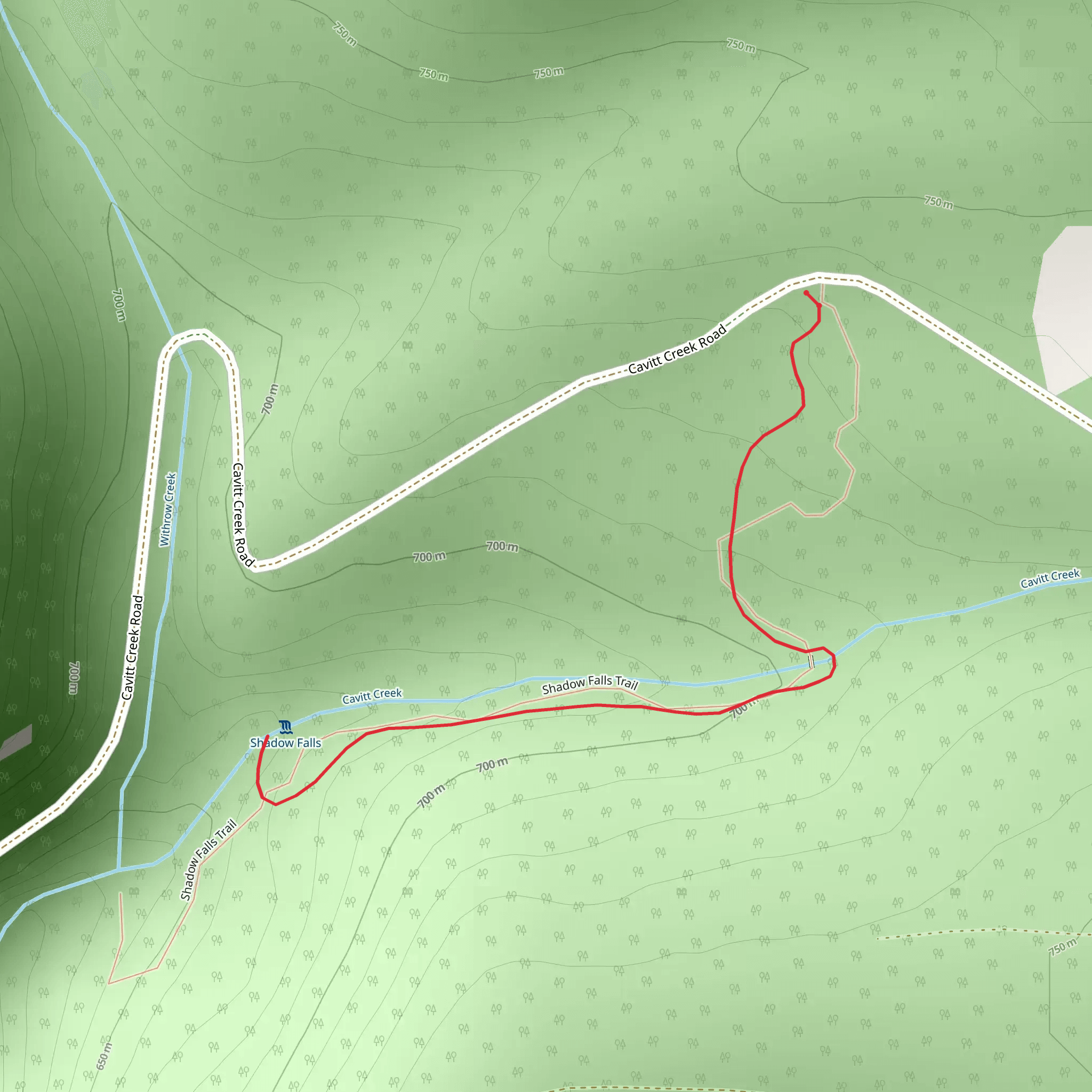 Shadow Falls Trail mobile static map