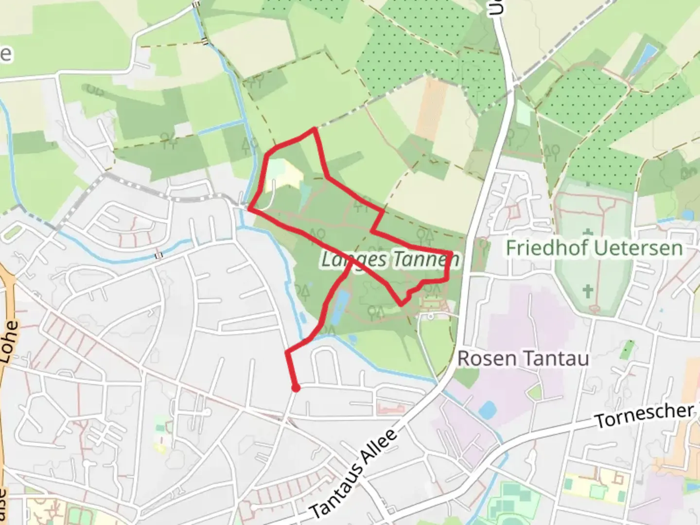 An image depicting the trail Karpfenteich Langes Tannen and Langes Tannen Loop and its surrounding area.