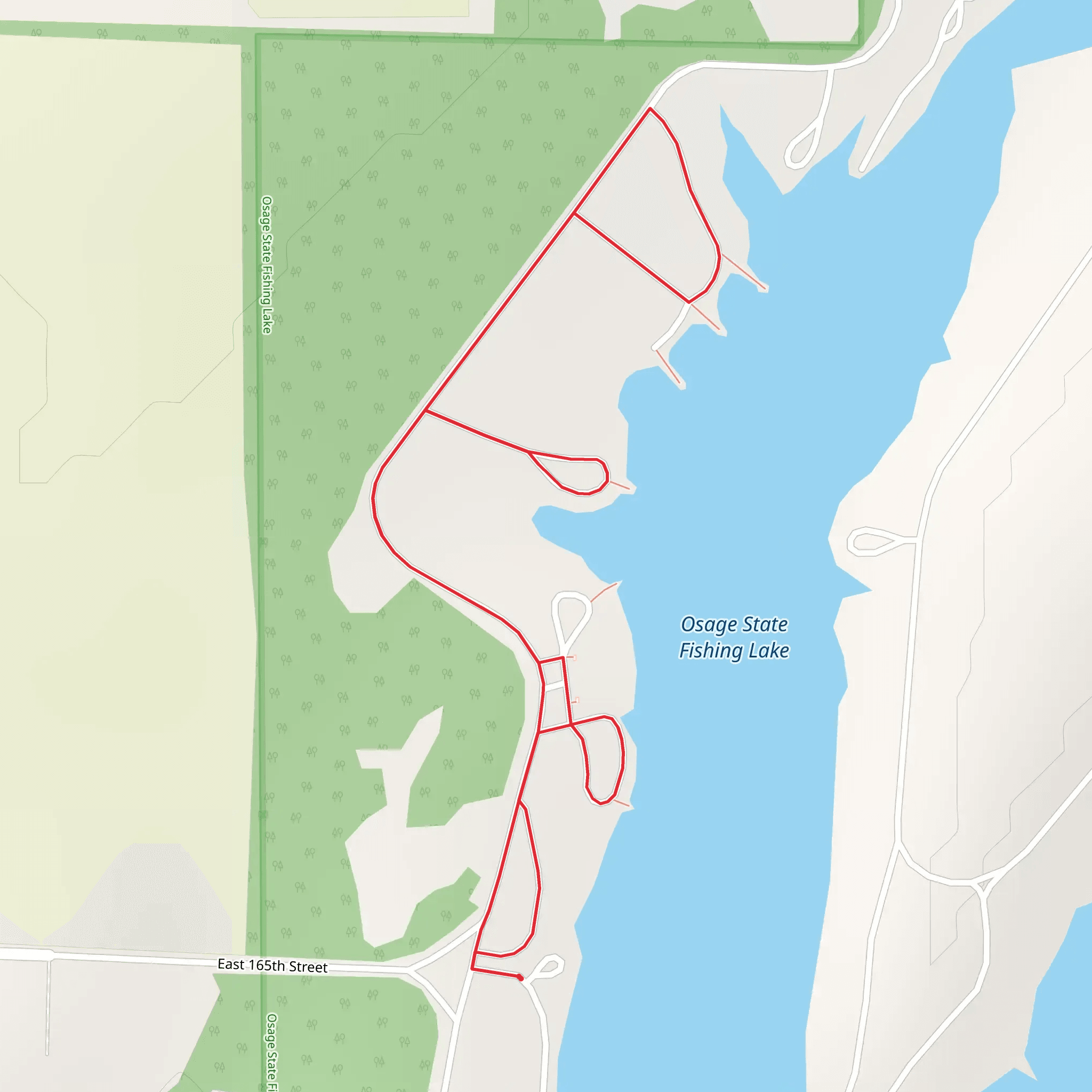 Osage State Fishing Lake Out and Back mobile static map