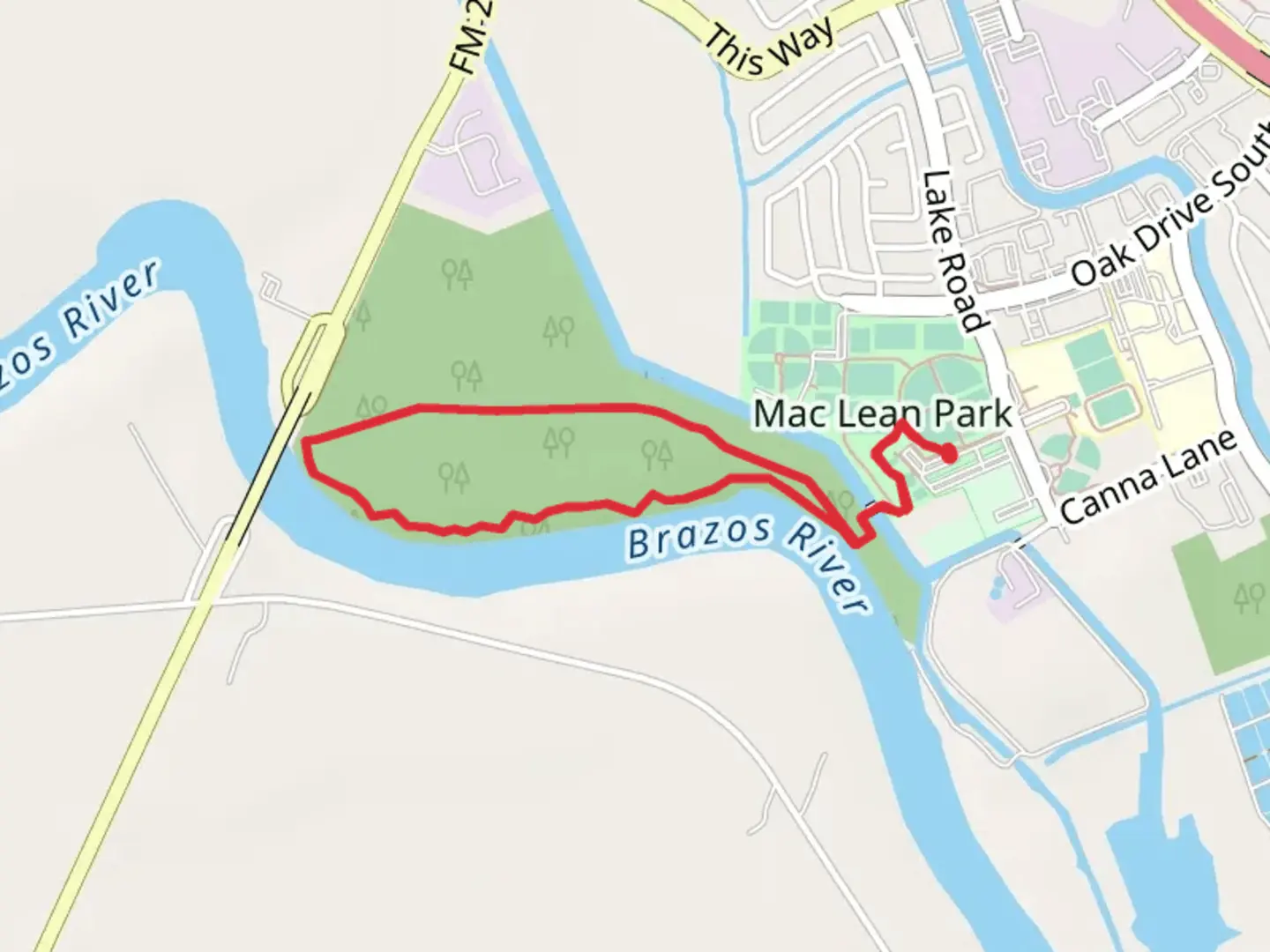 An image depicting the trail Loop alongside Brazos River and its surrounding area.