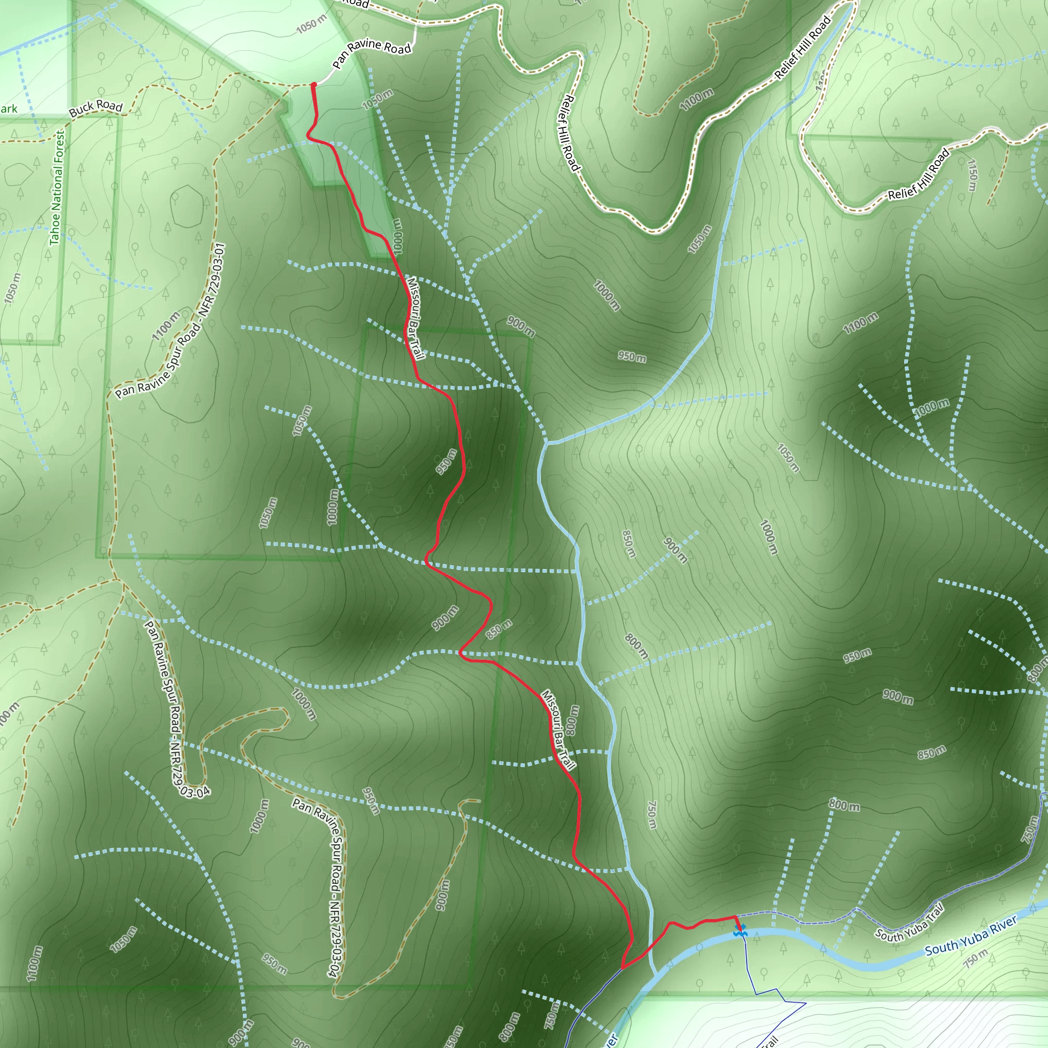 South Yuba River via Missouri Bar Trail mobile static map