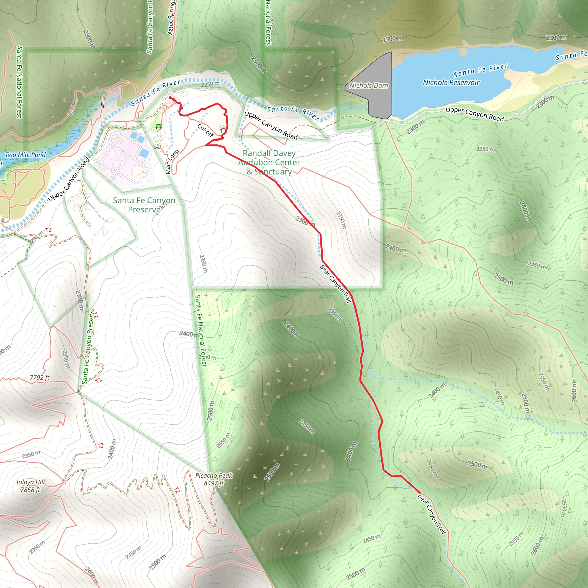 Main Loop and Bear Canyon Trail mobile static map