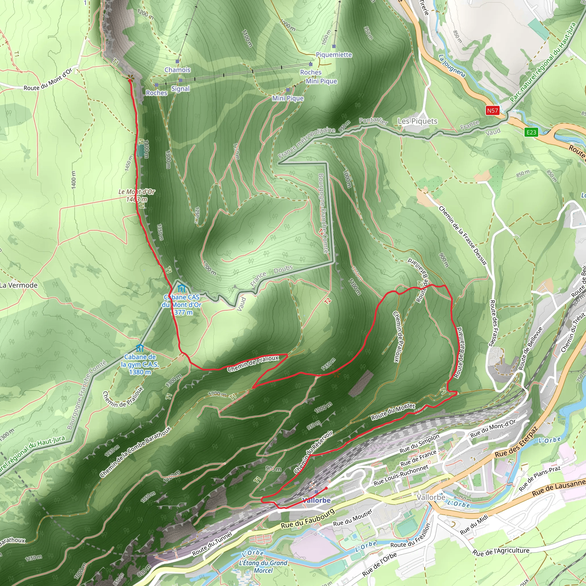 Sentier du Mont d'Or mobile static map