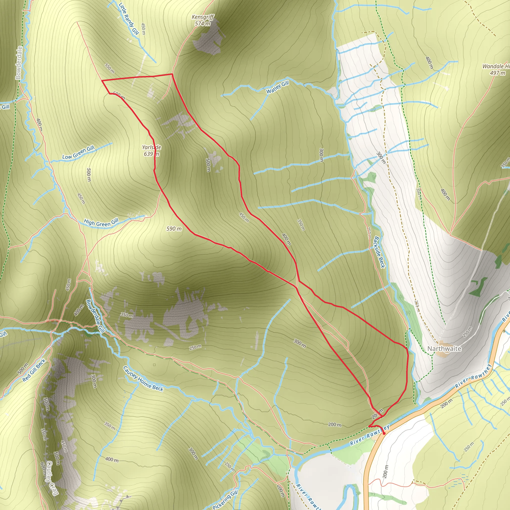 Yarlside from Cross Keys mobile static map