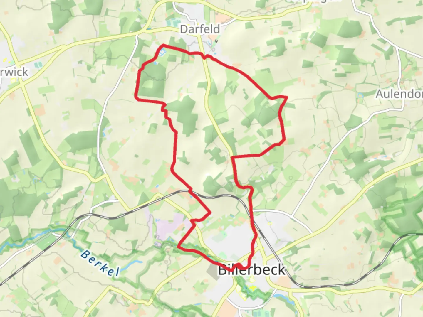 An image depicting the trail Billerbeck North Loop via Schloss Darfeld and its surrounding area.