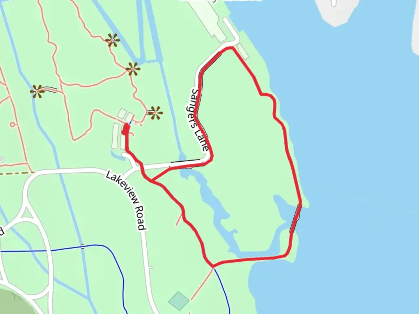 An image depicting the trail Cherry Island Loop and its surrounding area.
