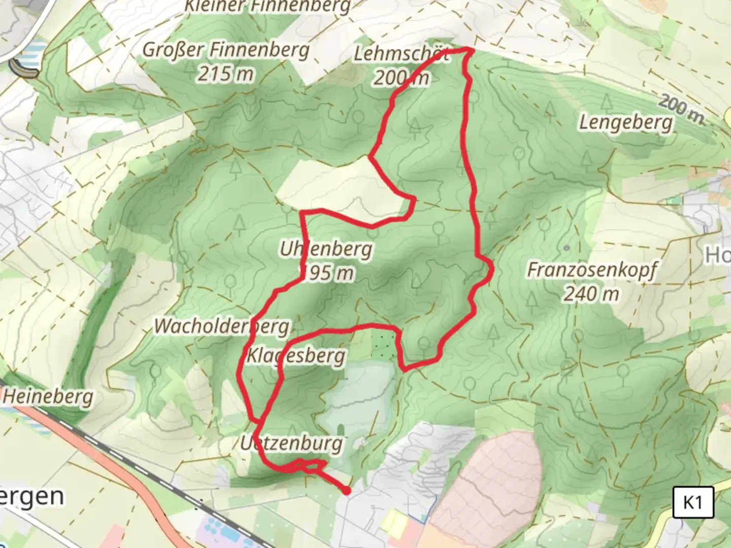 An image depicting the trail HM8 Rundweg Wehl and its surrounding area.