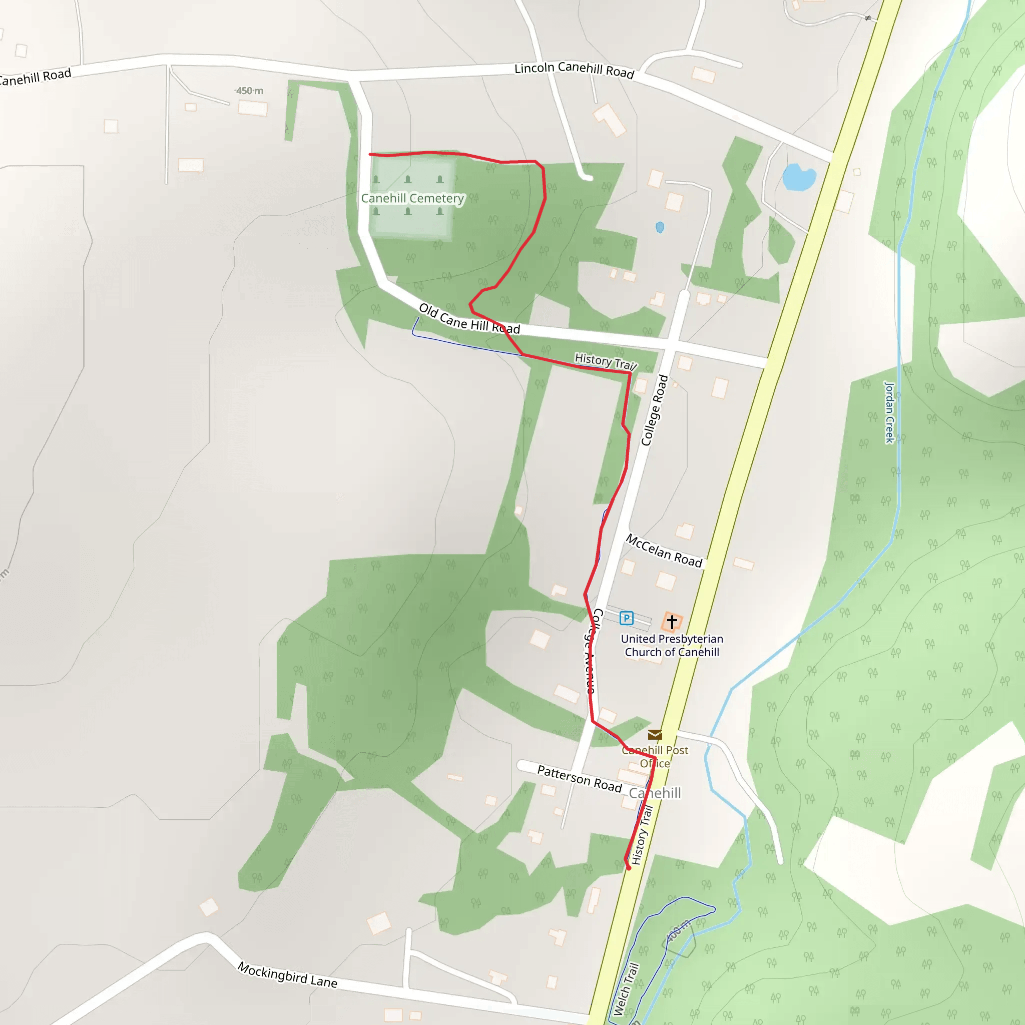 History Trail and Canehill Cemetery mobile static map