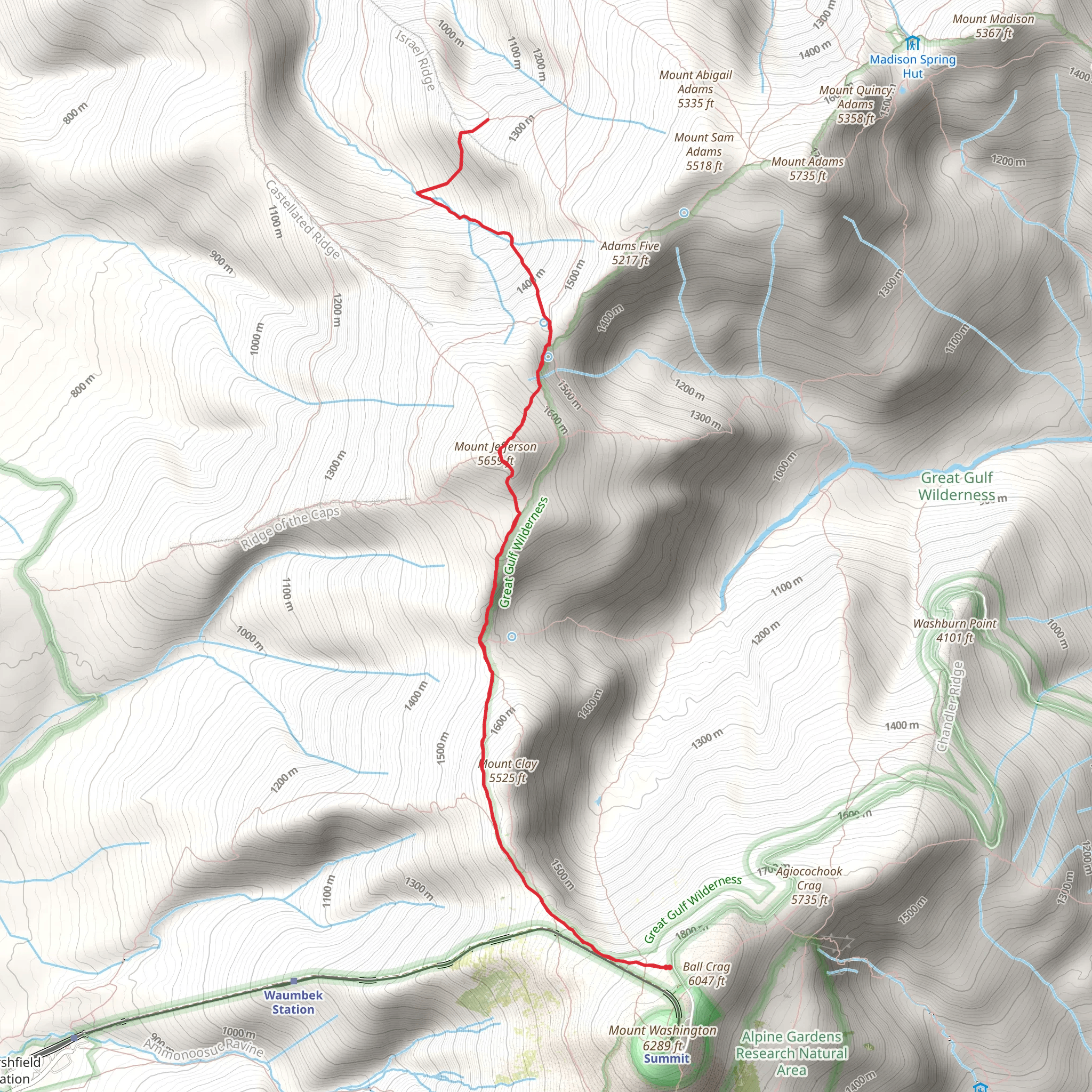 Emerald Trail and Mount Jefferson via Appalachian Trail - 13 NH mobile static map
