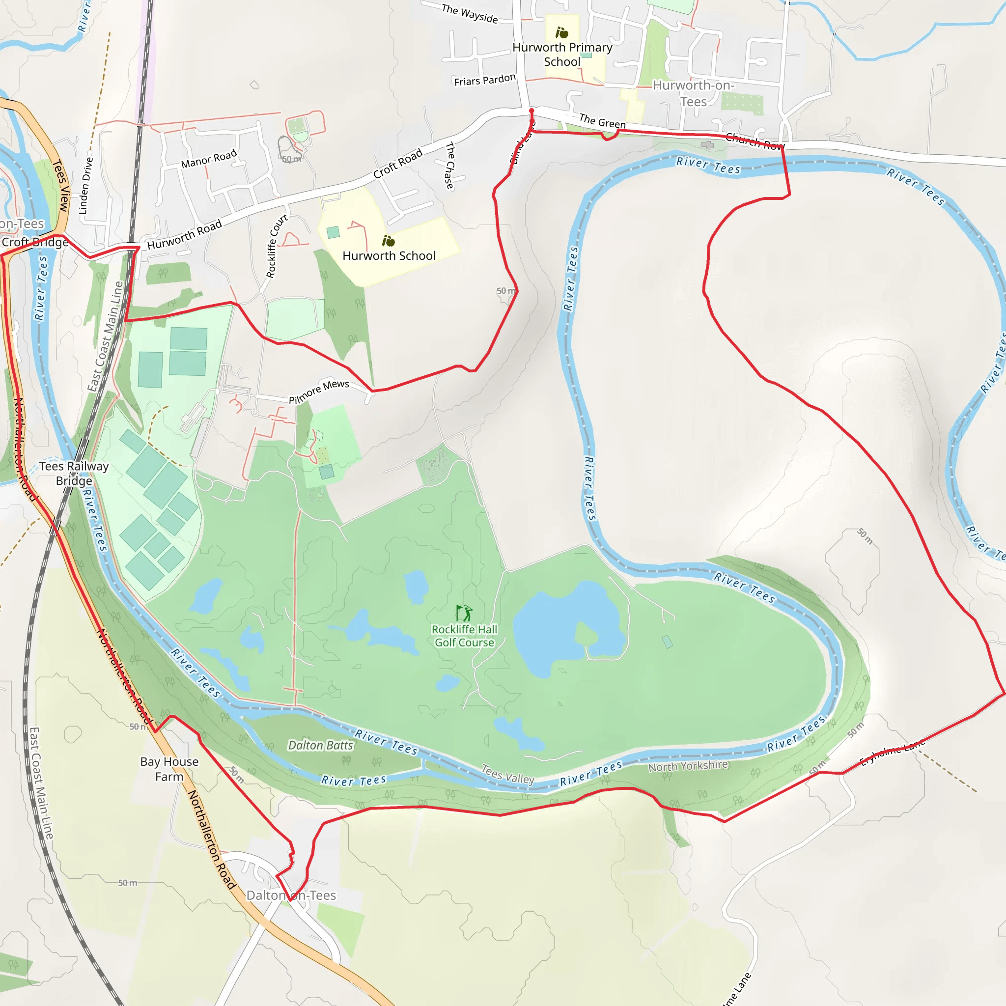 Hurworth on Tees Loop mobile static map