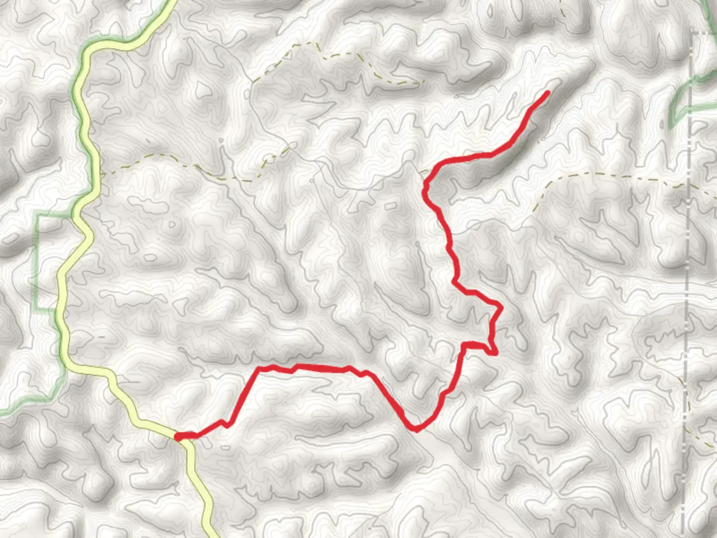 An image depicting the trail Ozark Highland Trail from Push Mountain Road and its surrounding area.
