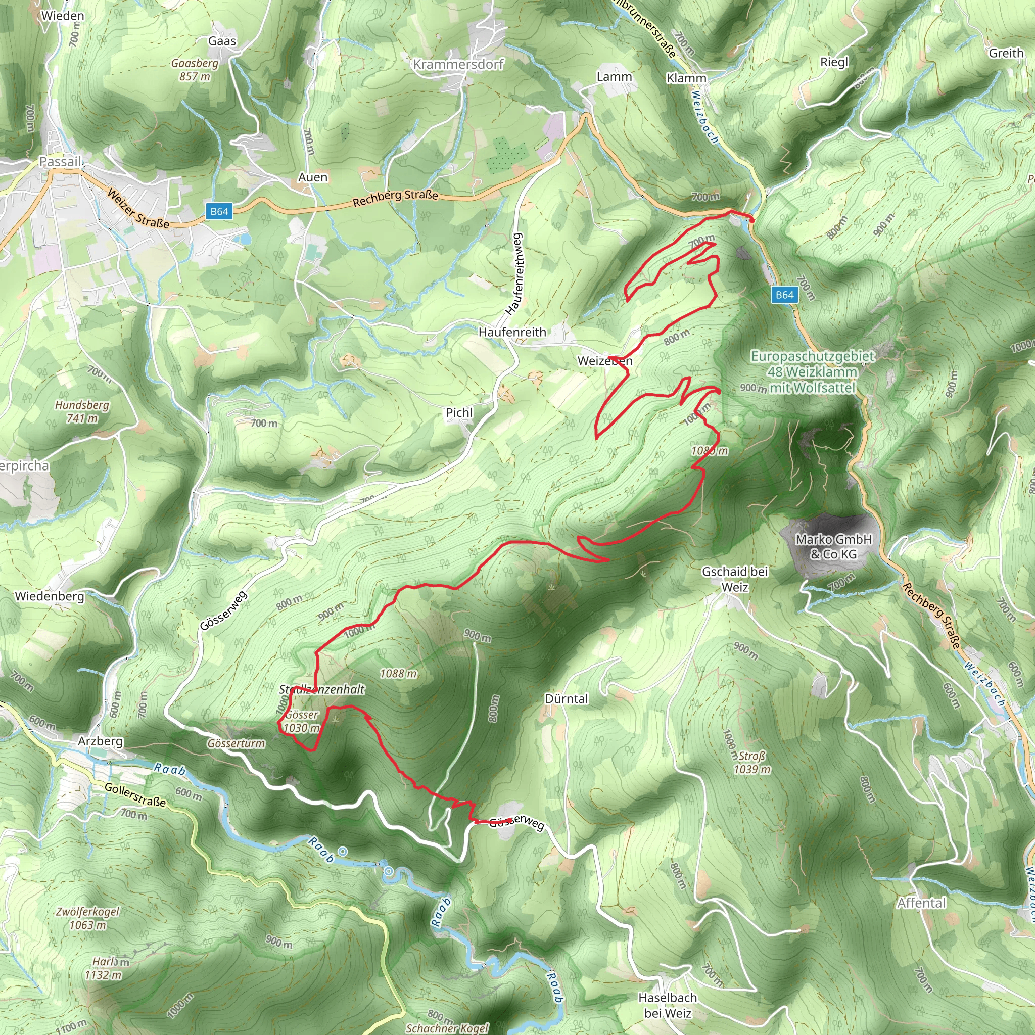 Gösser to the Wolf Saddle mobile static map