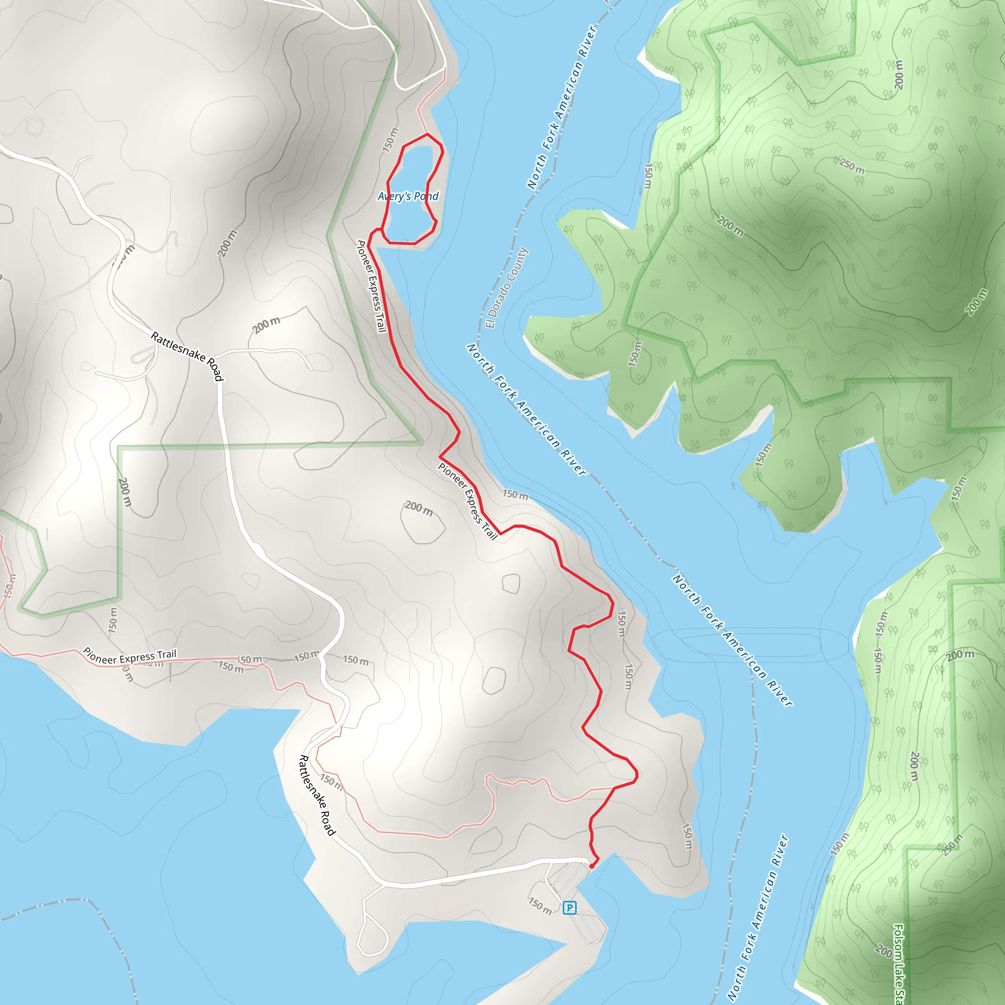 Avery's Pond Loop via Pioneer Express Trail mobile static map