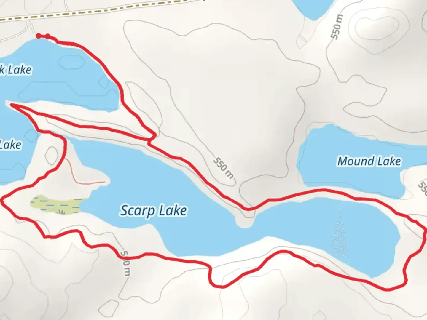 An image depicting the trail Hogback Lupus Trail Loop and its surrounding area.