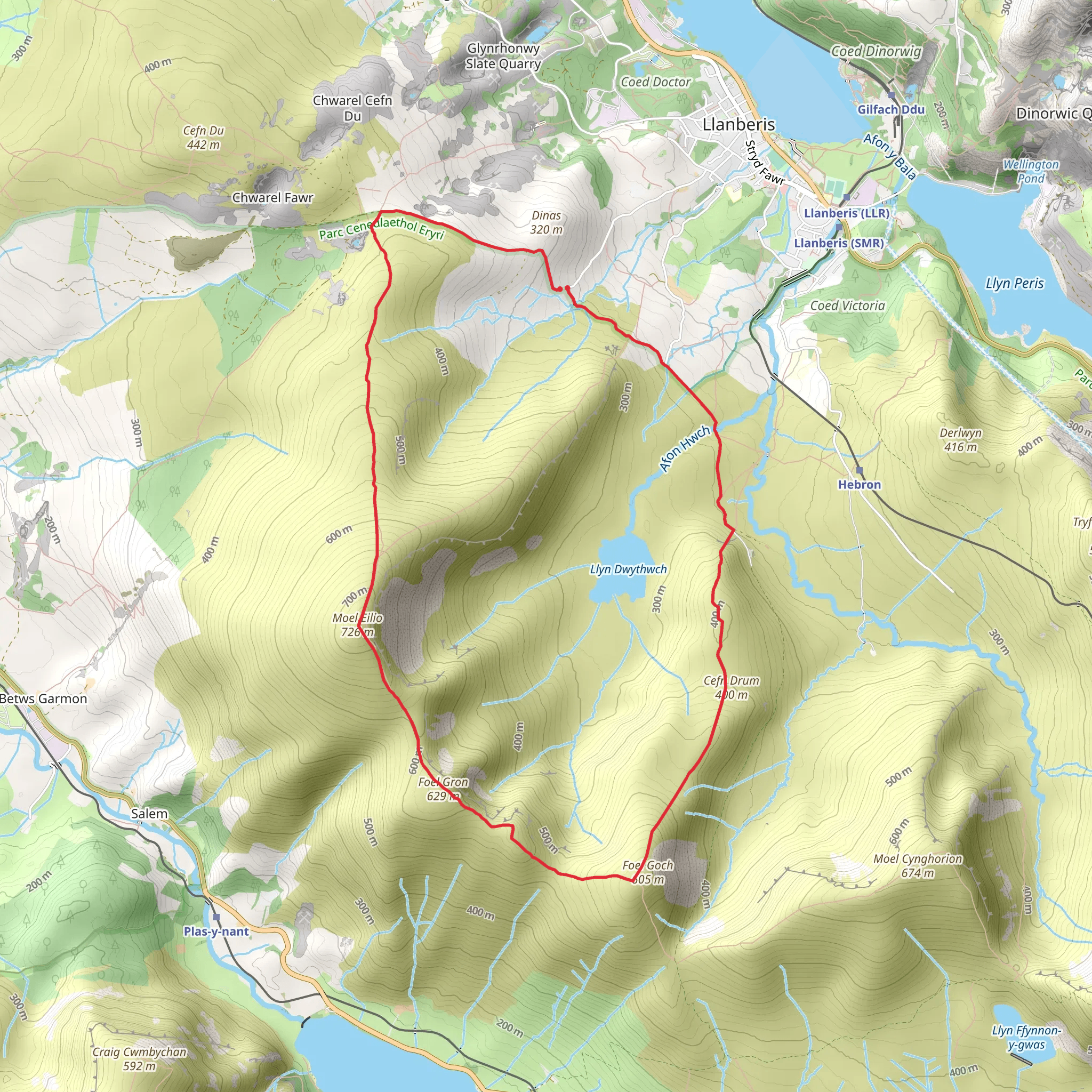 Moel Eilio from Llanberis mobile static map