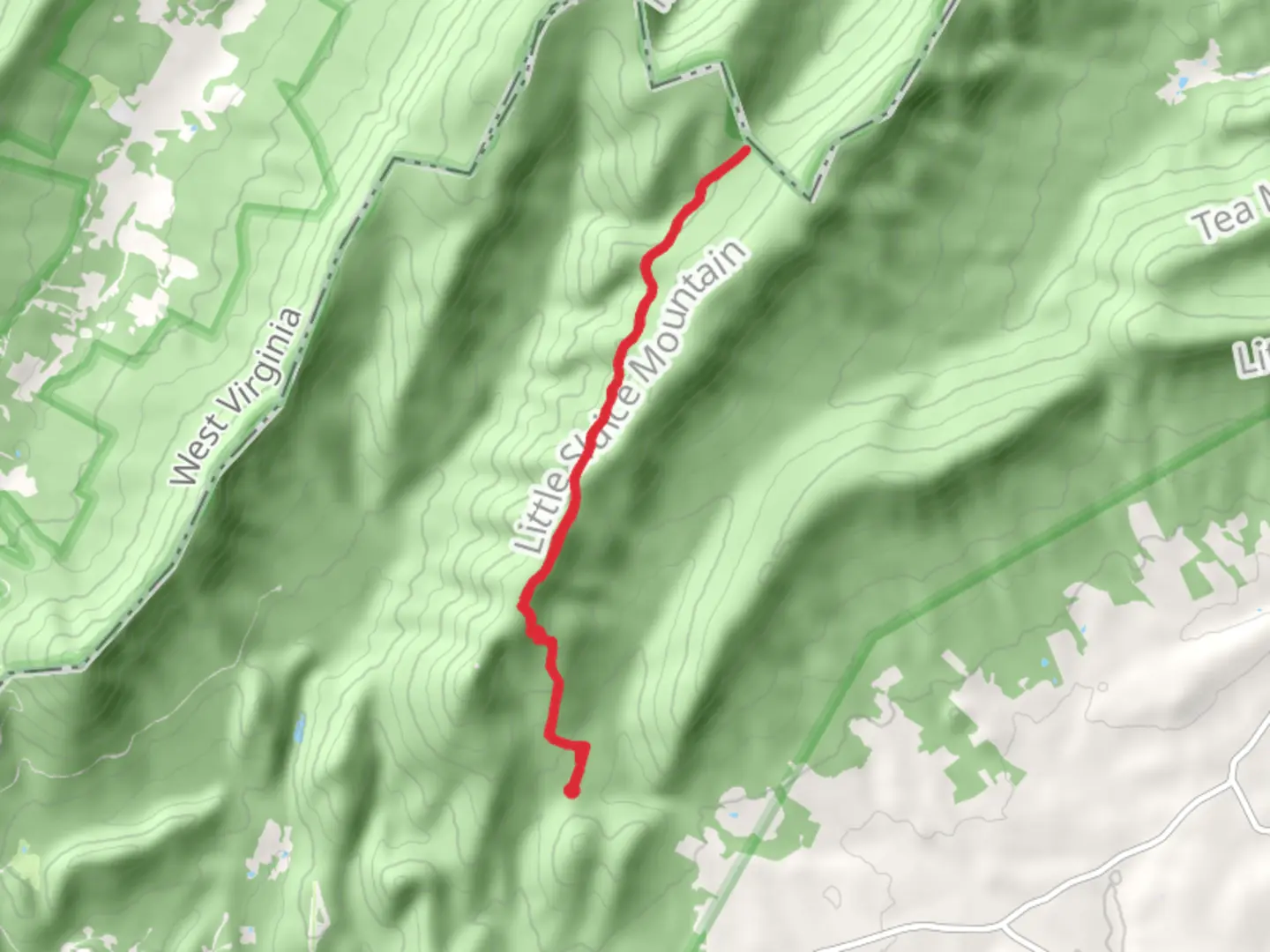 An image depicting the trail Little Schloss and Old Little Sluice Trail and its surrounding area.