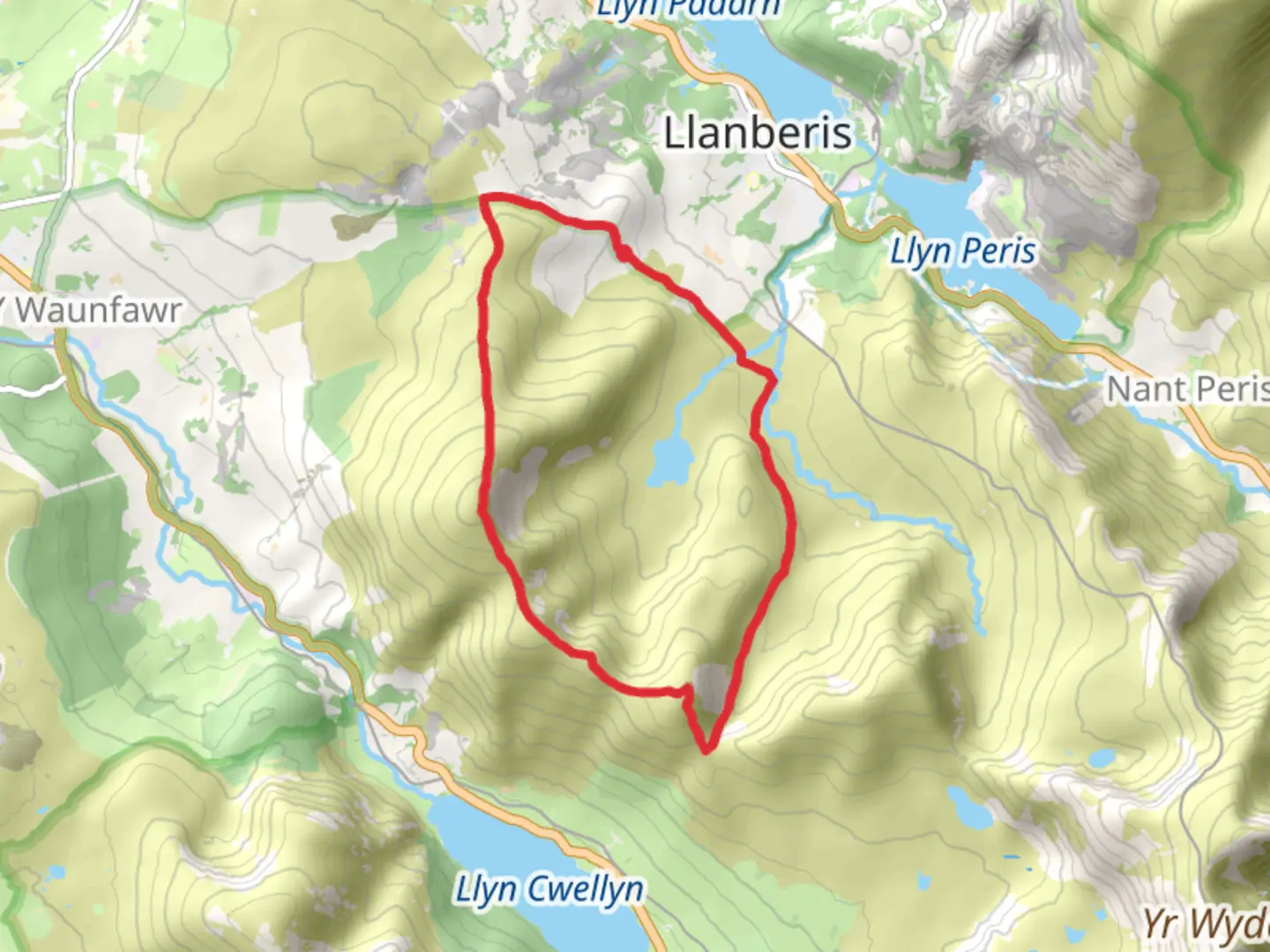 An image depicting the trail Moel Eilio, Froel Gron & Foel Goch - Upper Limits UK and its surrounding area.
