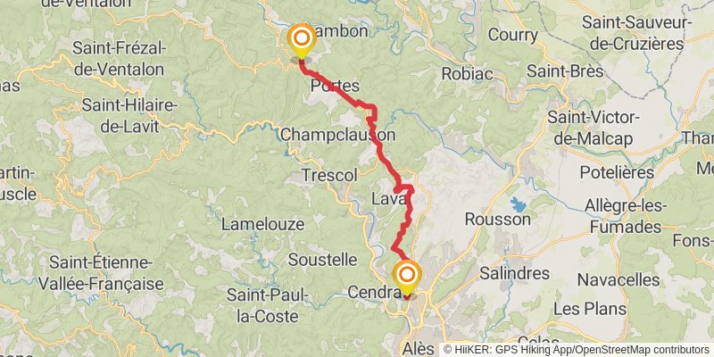 GR 700 - Regordane Way stage 6 Map