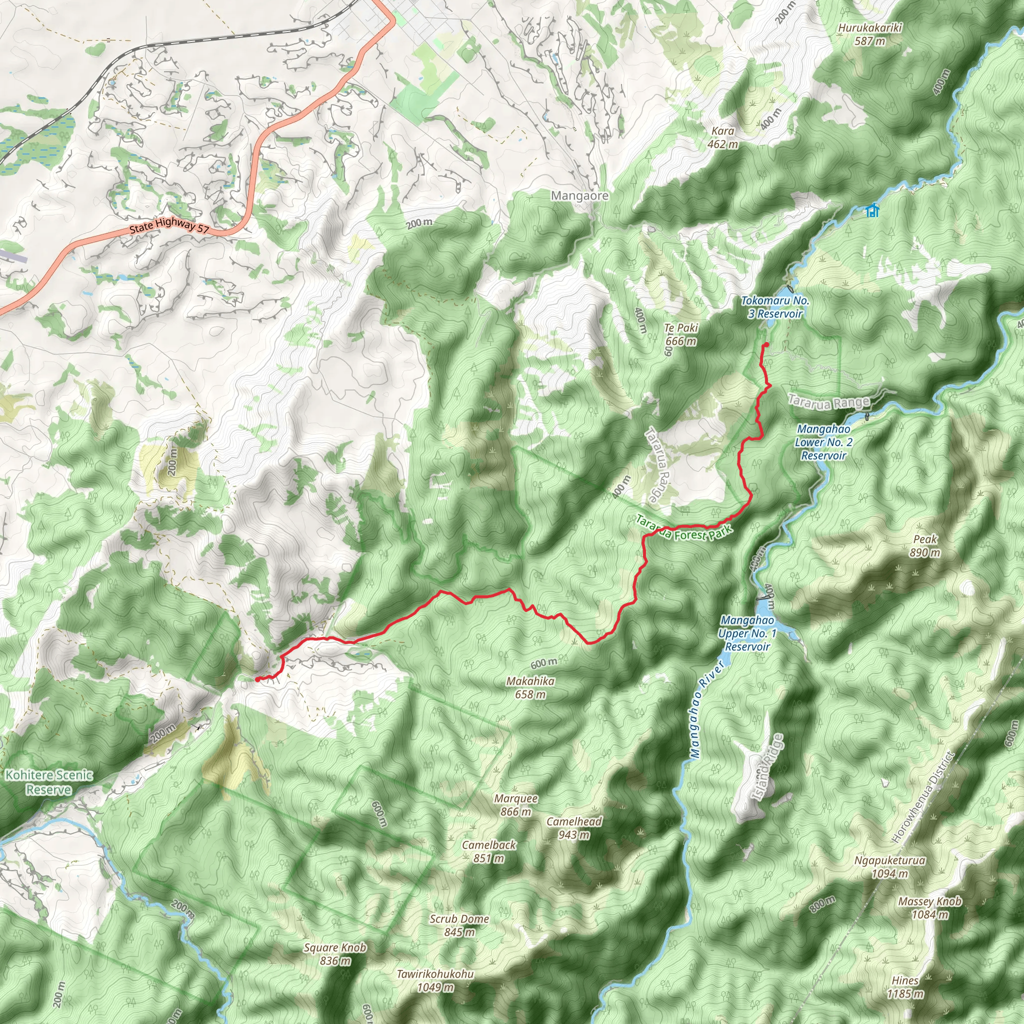 Mangahao Makahika Track mobile static map