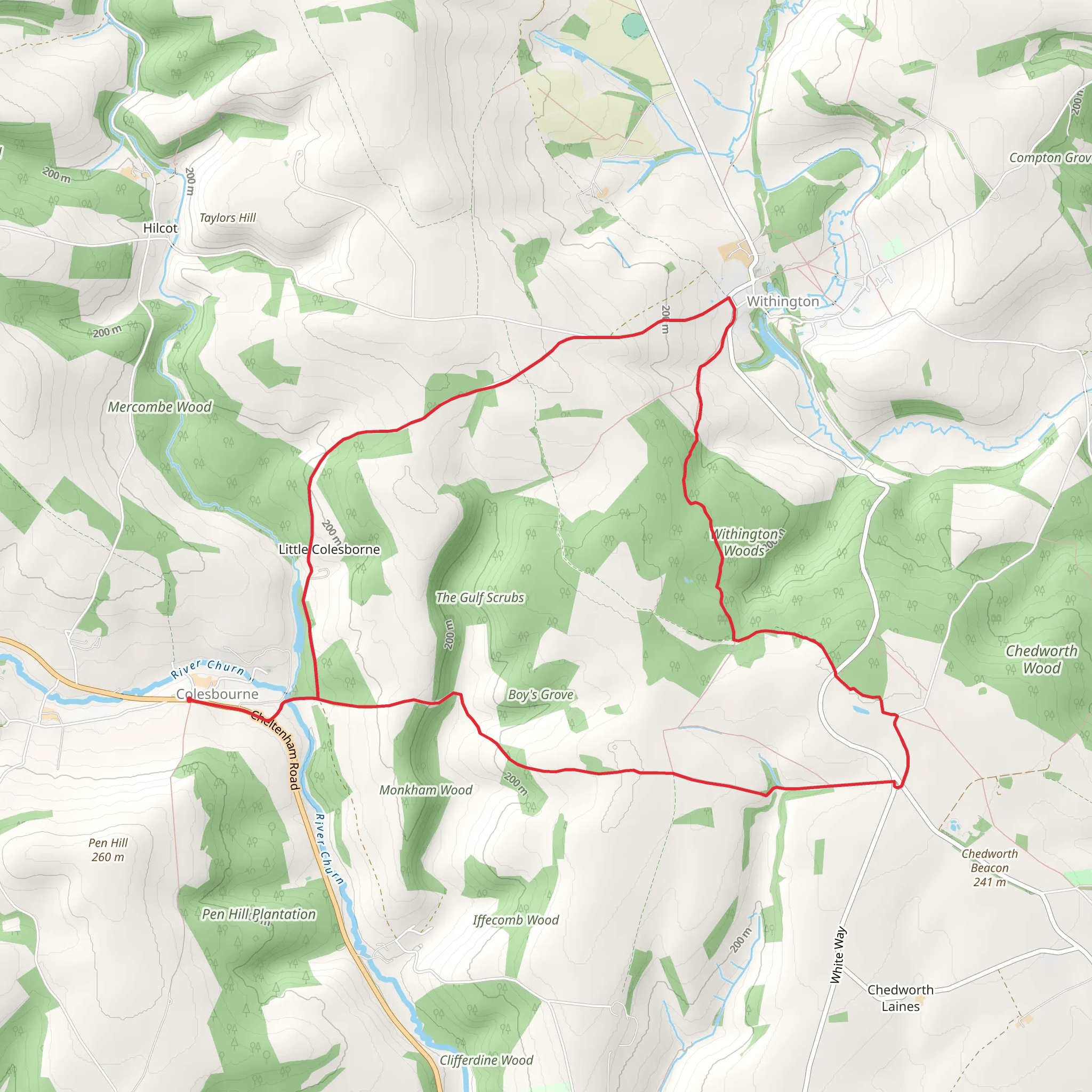 Colesbourne Gardens Loop mobile static map