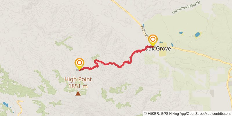 High Point via Oak Grove Trail stage 1 Map