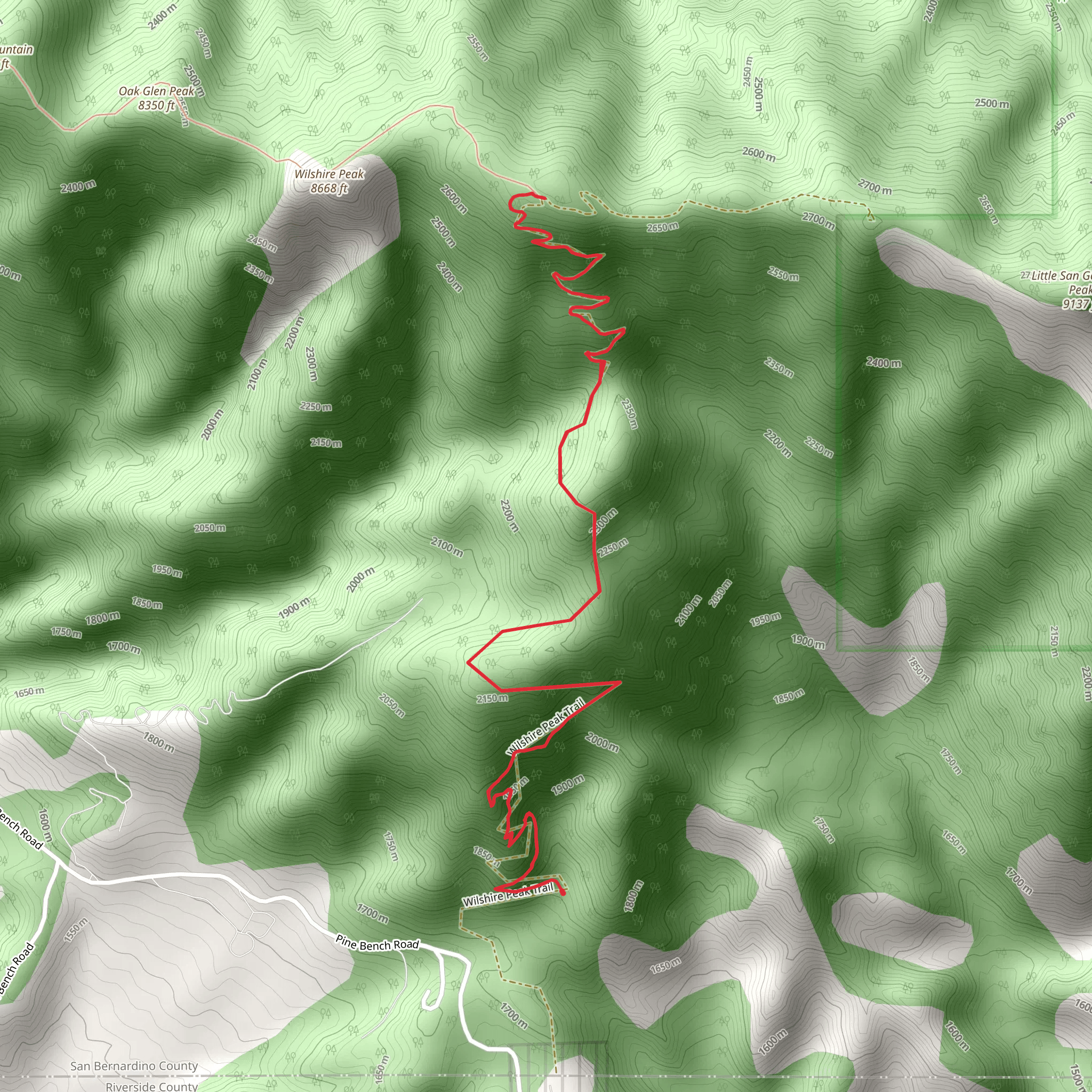 Wilshire Peak Trail mobile static map