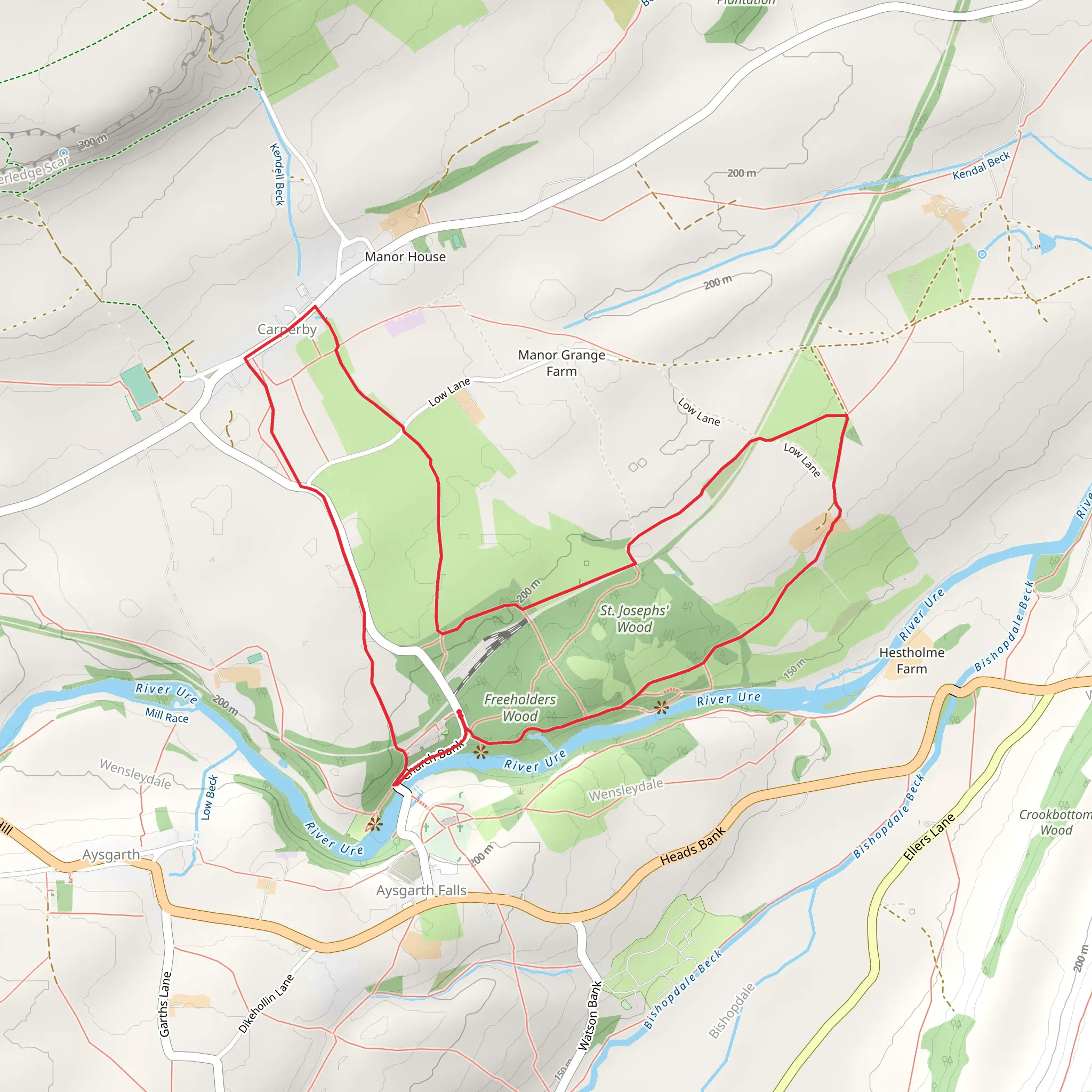 Aysgarth Falls and Caperby mobile static map