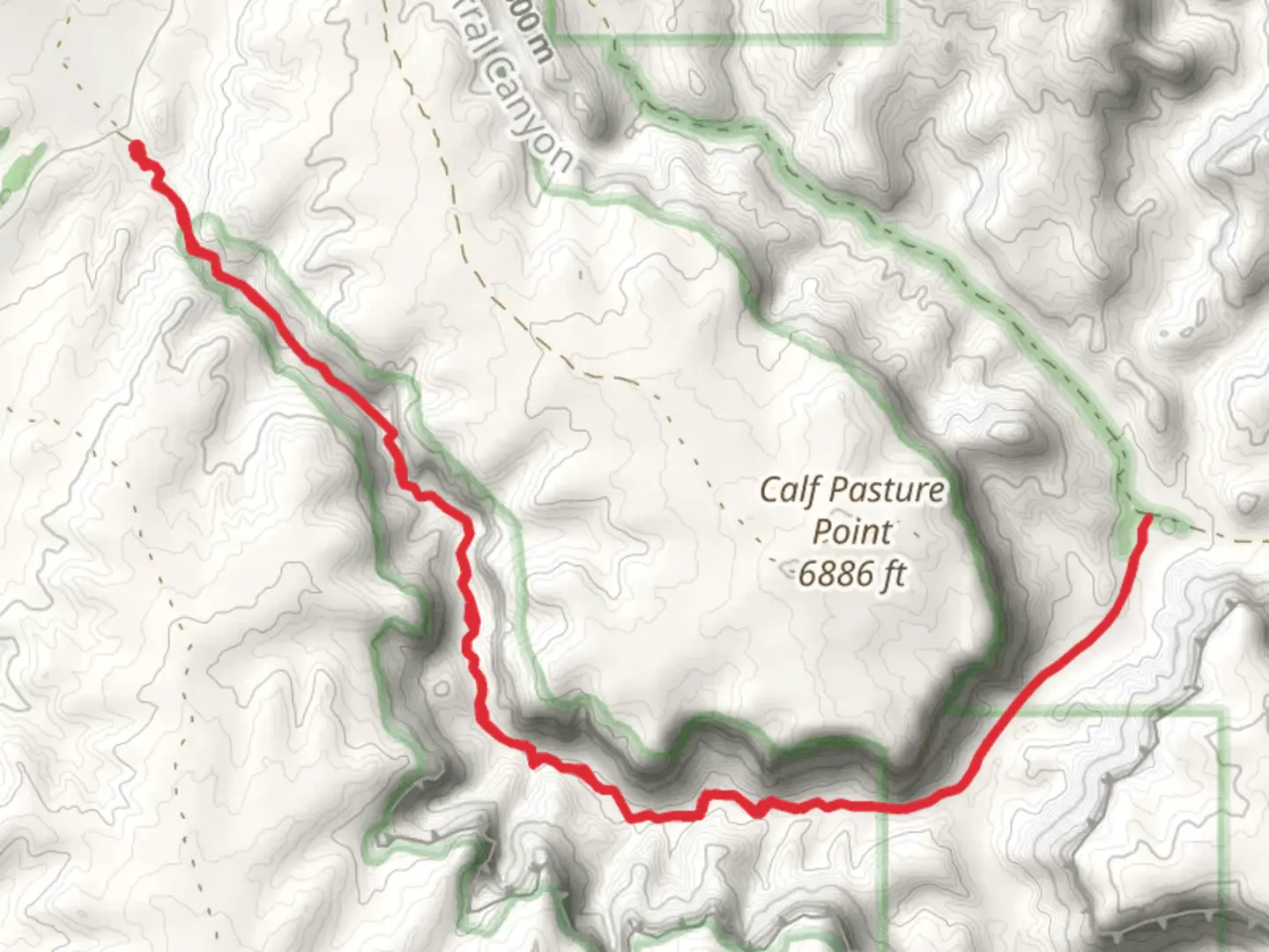 An image depicting the trail Lick Wash and Park Wash and its surrounding area.