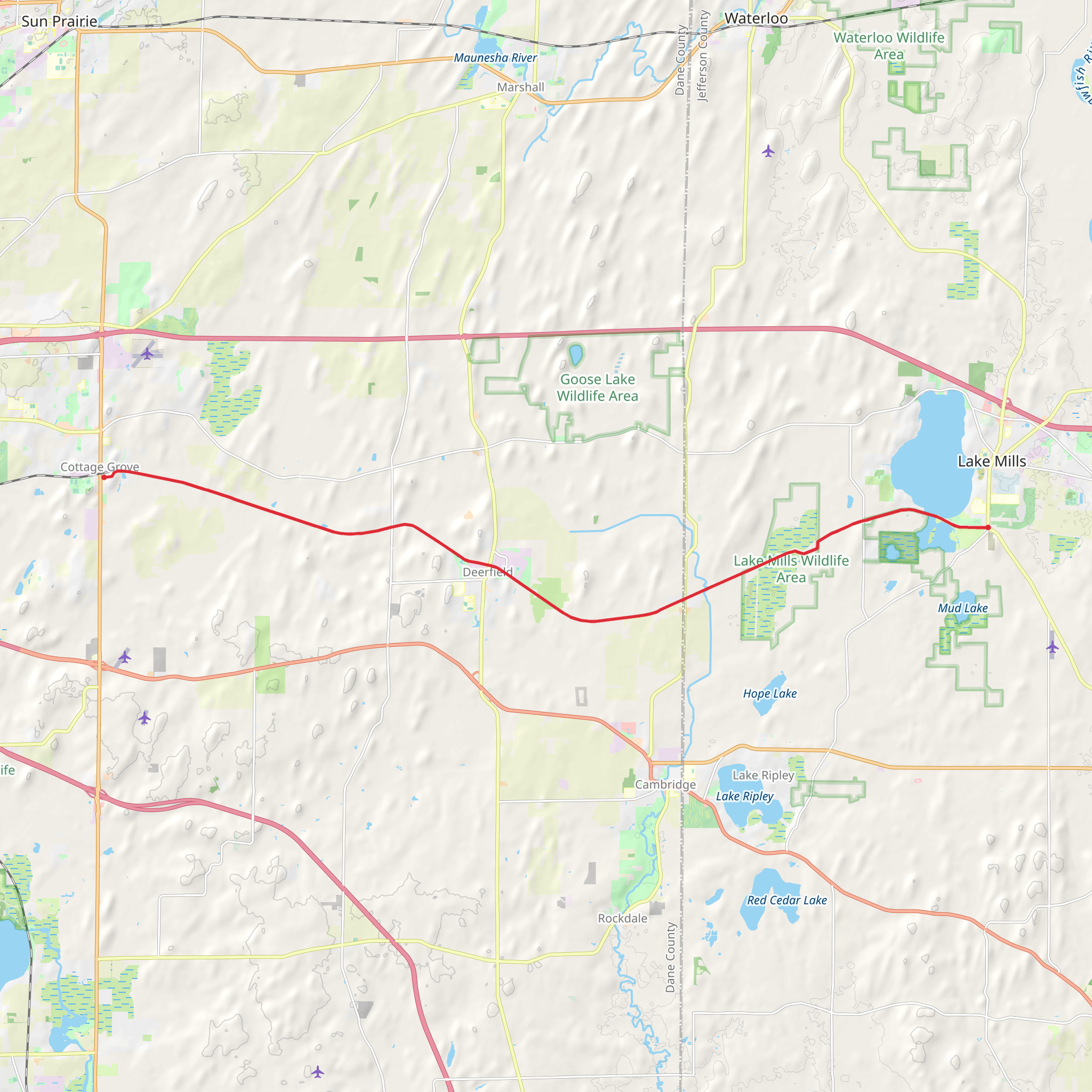 Glacial Drumlin State Trail mobile static map
