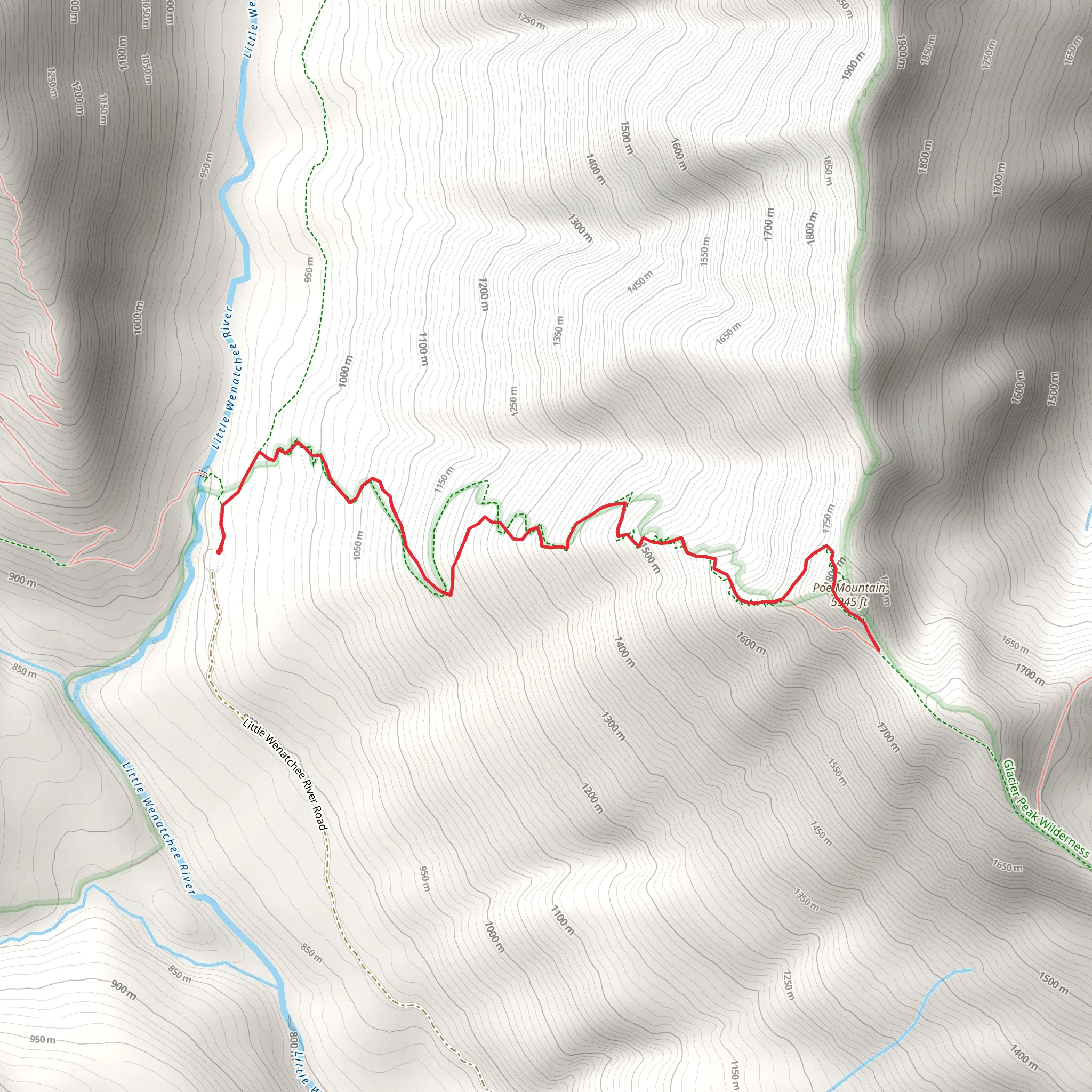 Poe Mountain Trail mobile static map