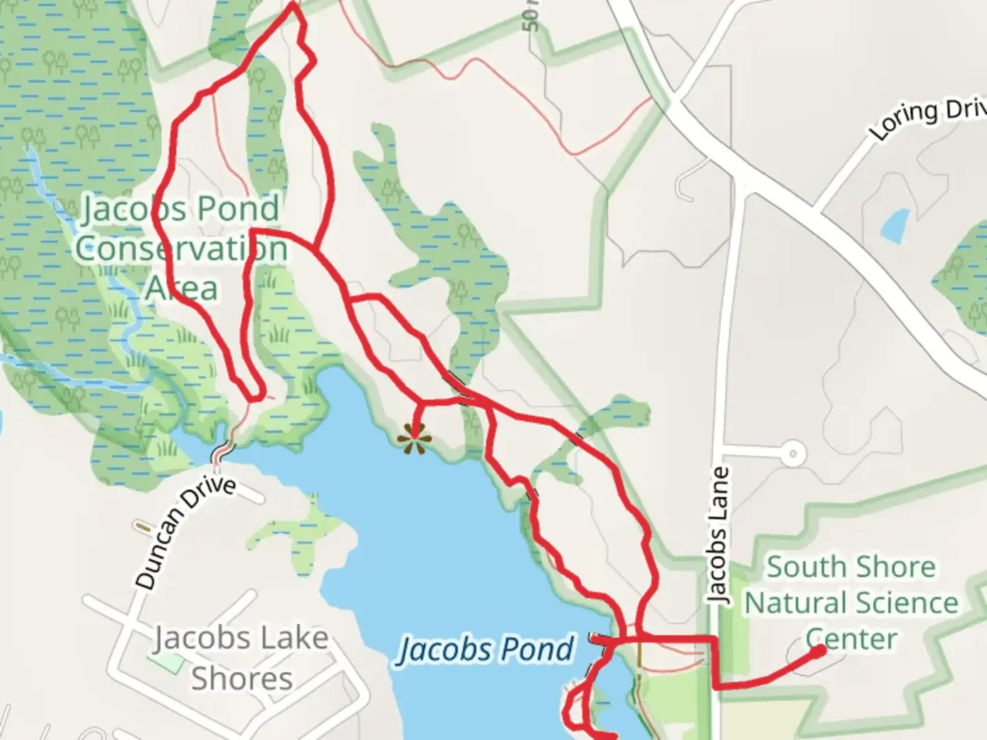 An image depicting the trail Jacobs Pond and Esker Trail Loop and its surrounding area.